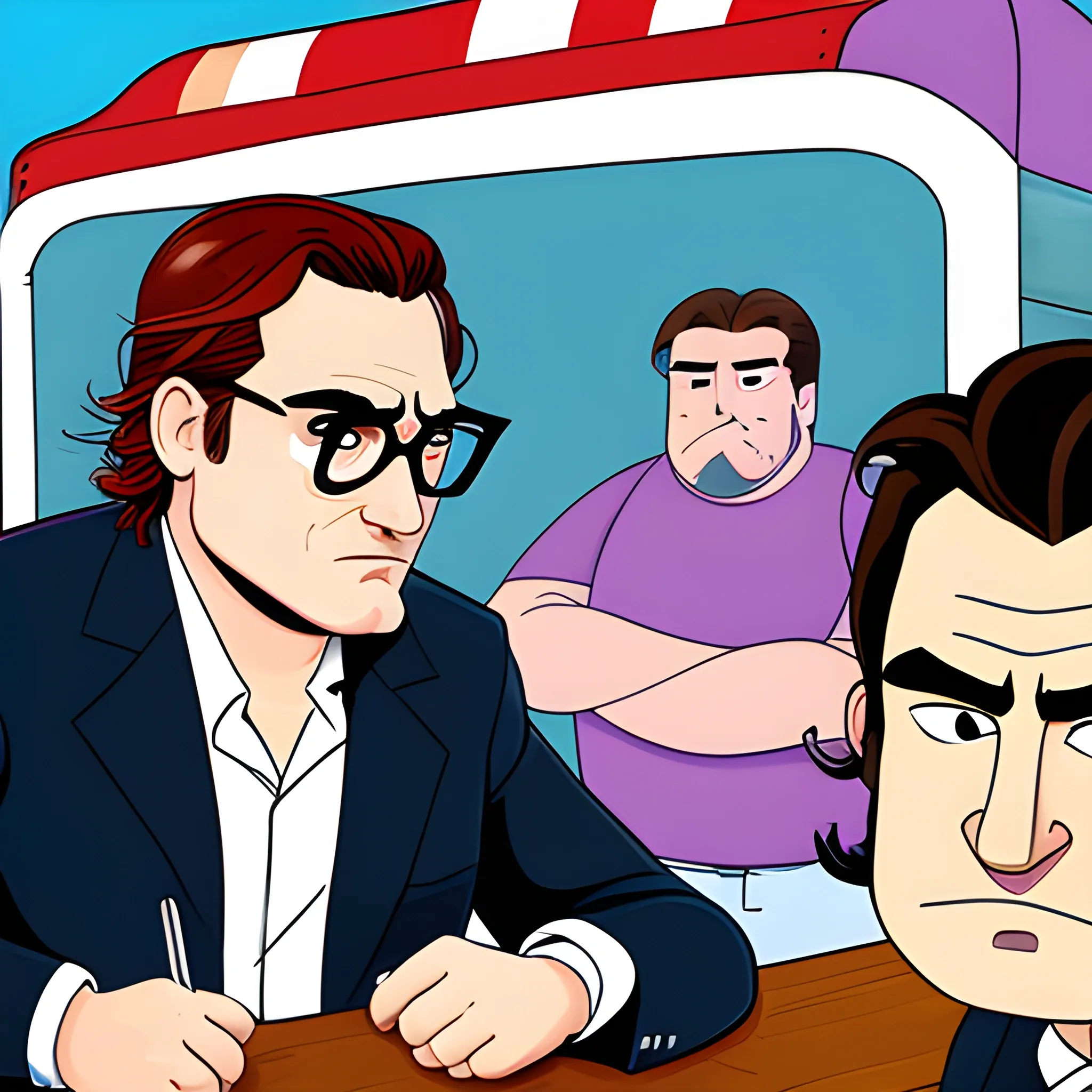 Créame una imagen del guasón de header Léger golpeando al guasón de Joaquín Phoenix , Cartoon