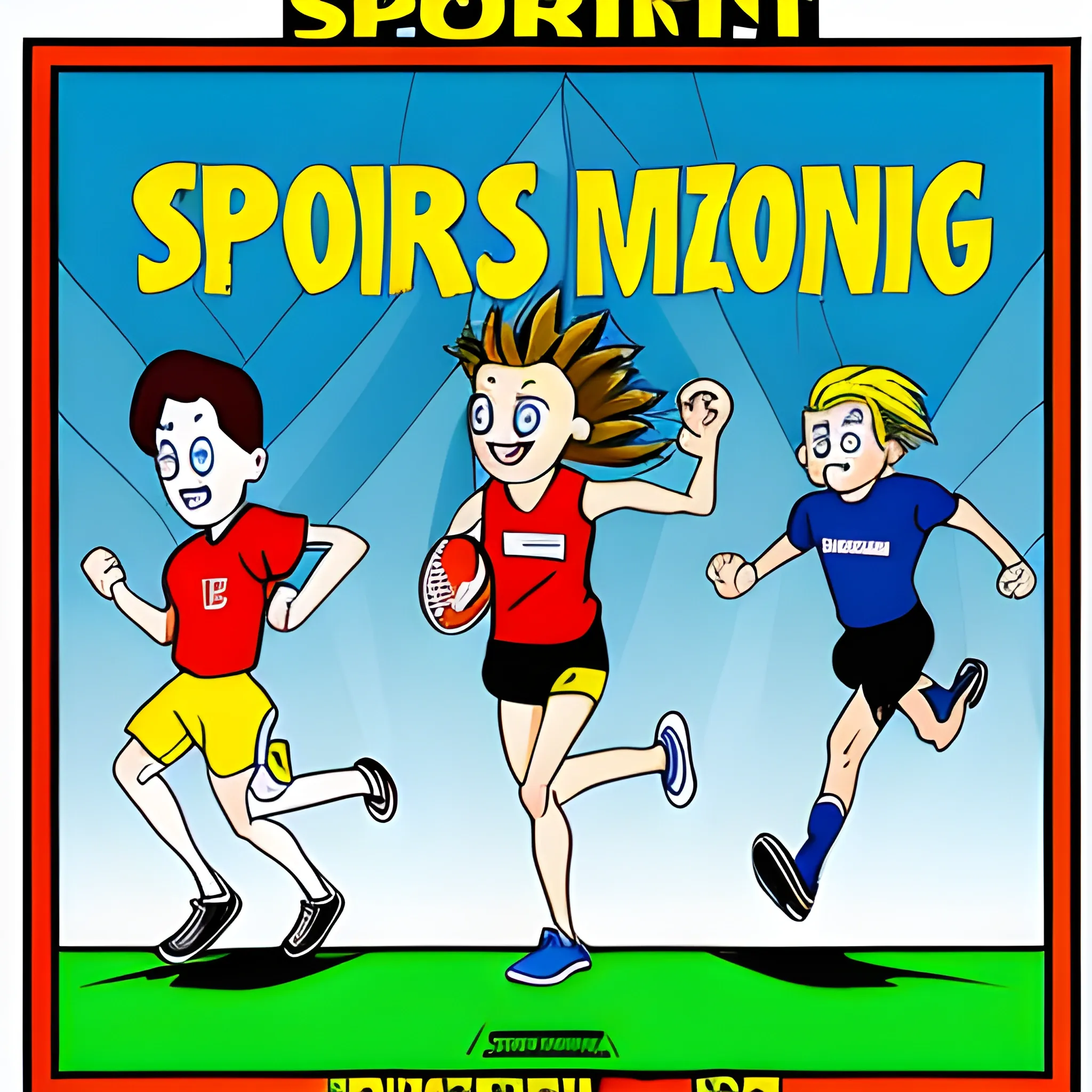 sports meeting poster, Cartoon, Trippy