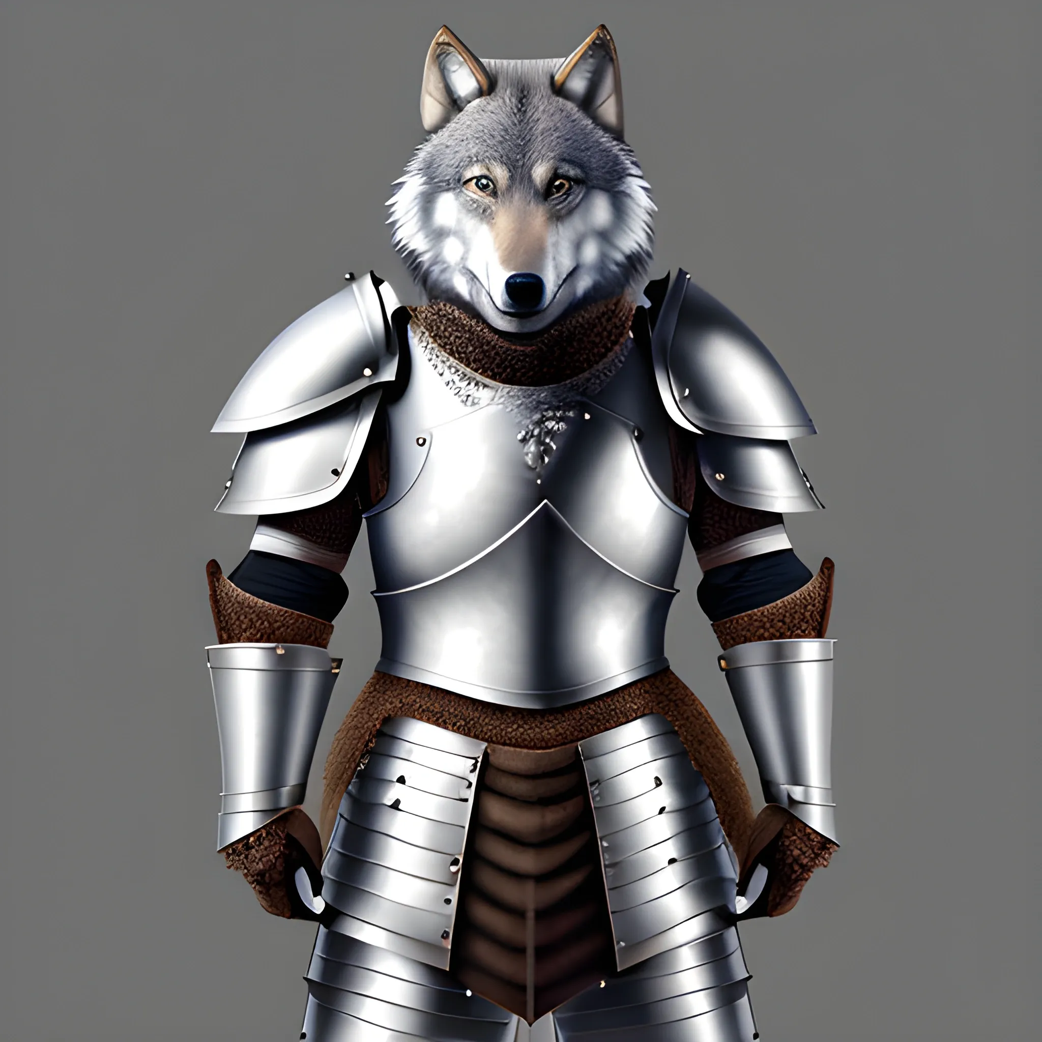 Wolf wearing plate armour