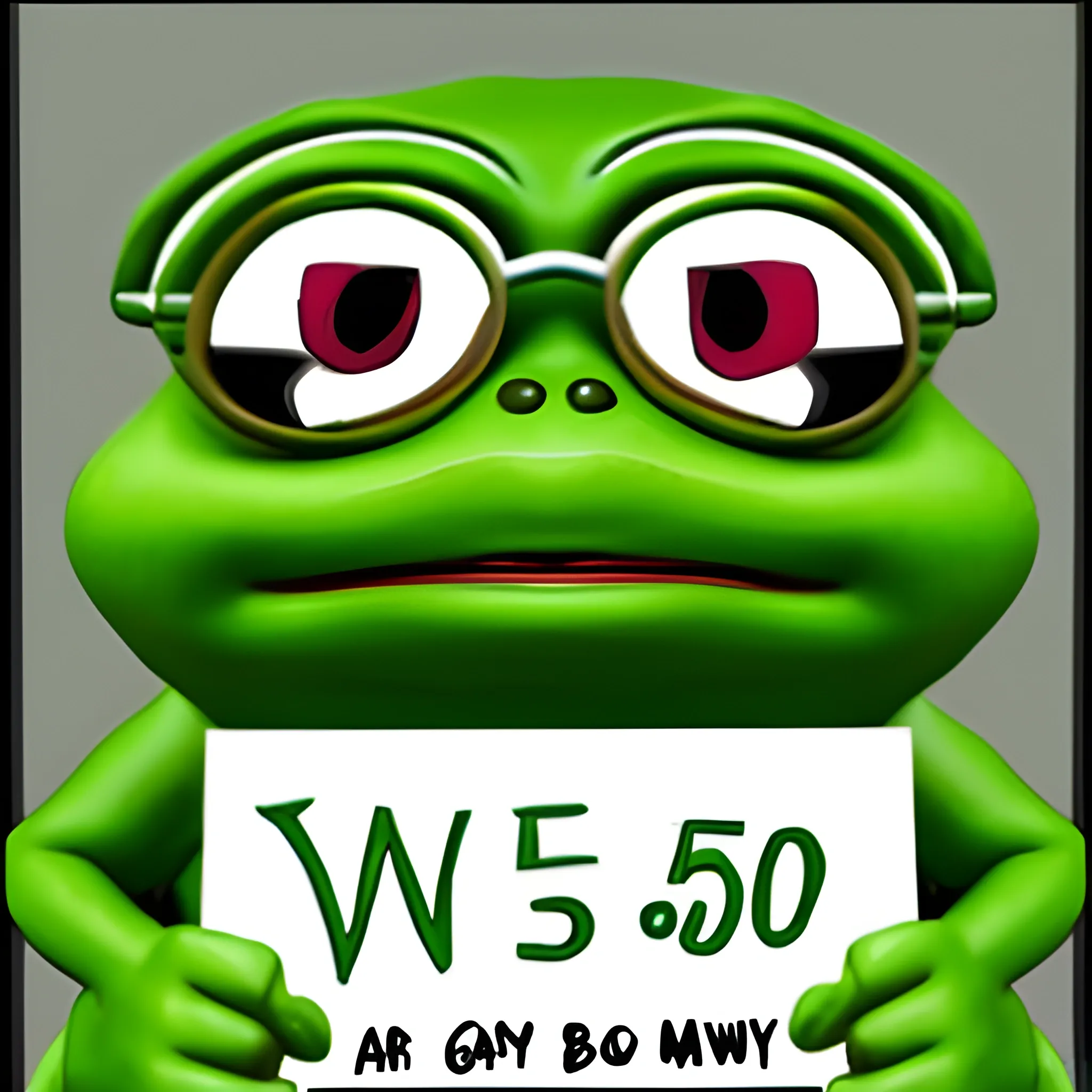 Pepe the frog holds a sign in his paws with the inscription: "502 Bad Gateway"