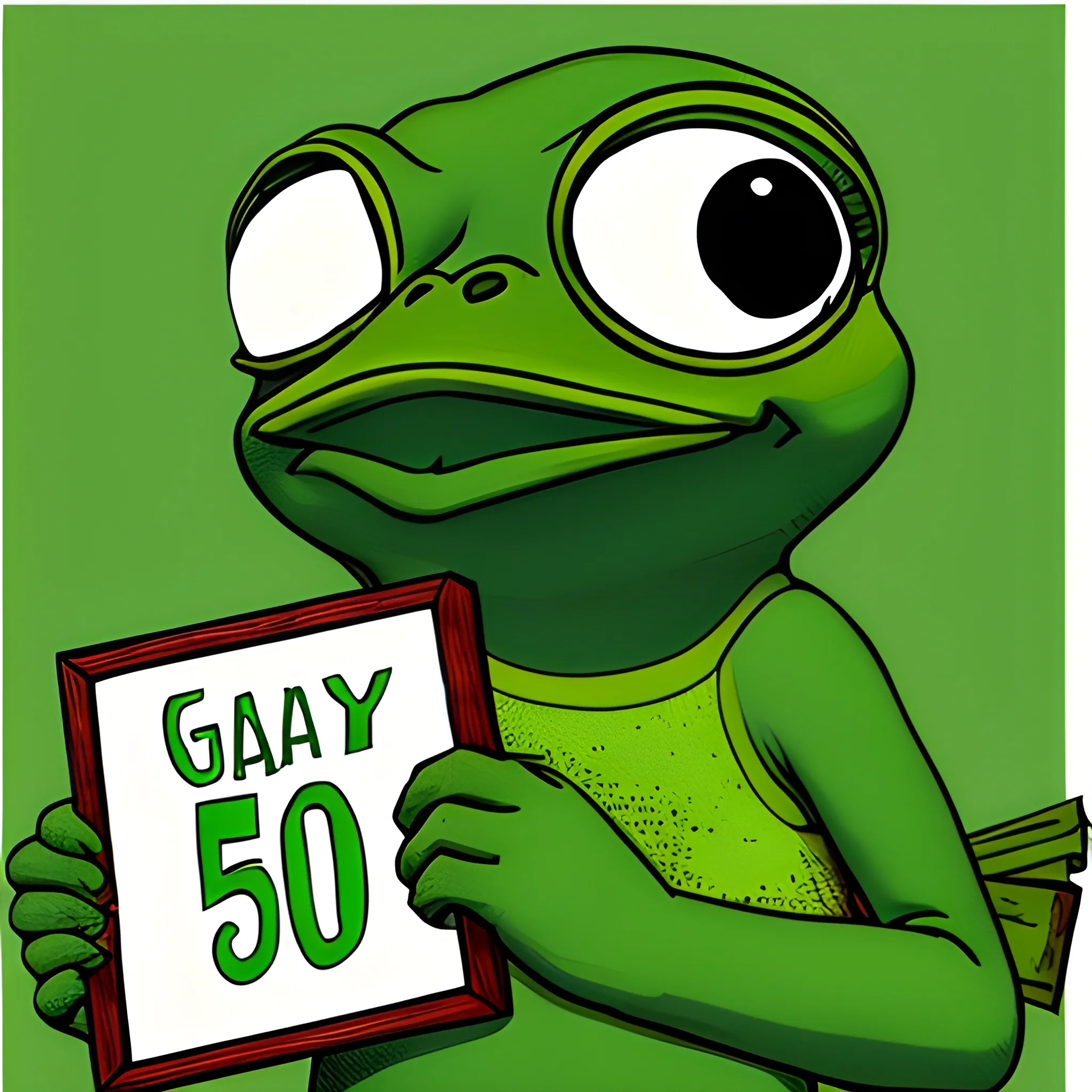 Pepe the frog holds a sign in his paws with the inscription: "502 Bad Gateway"