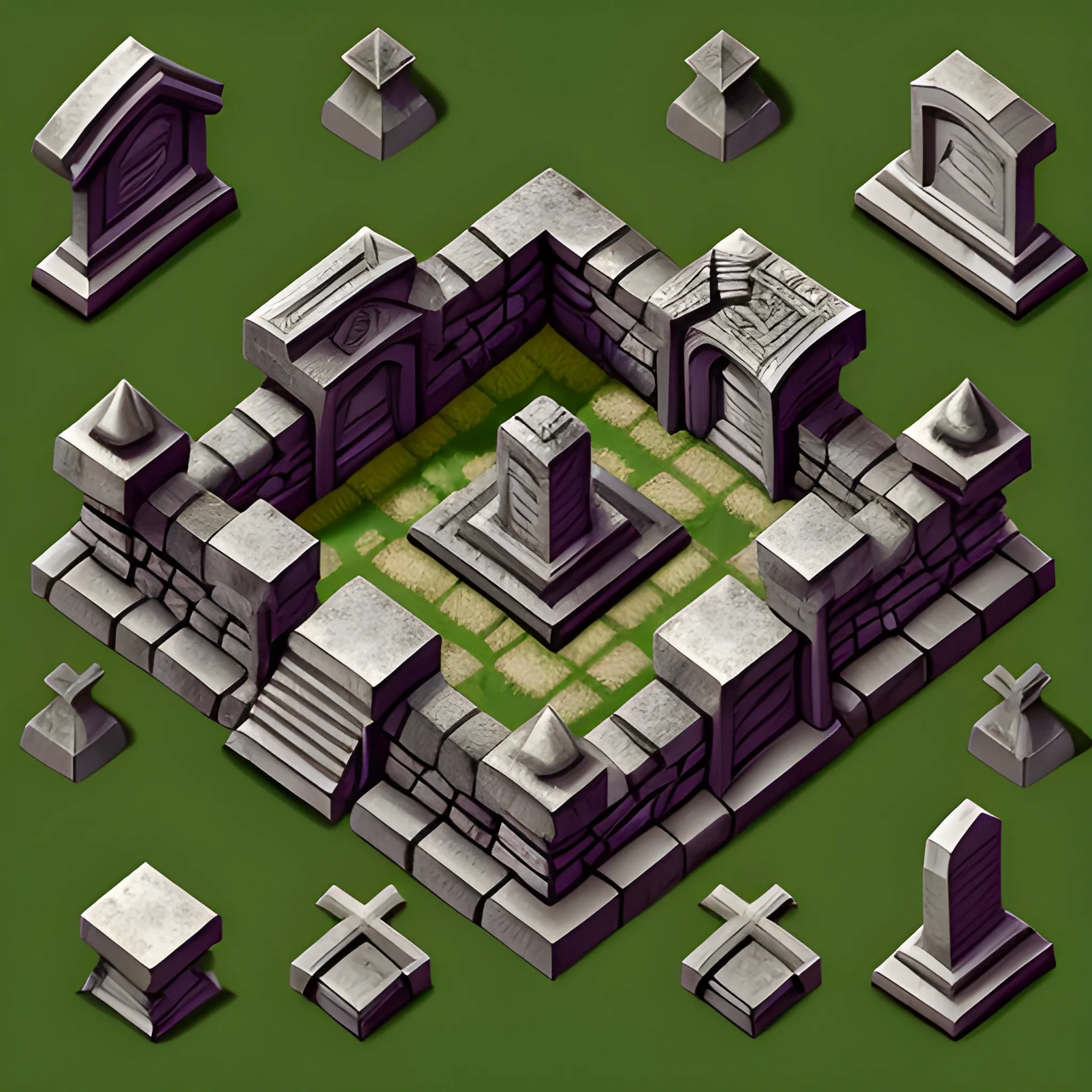 isometric view of a Dark Souls style graveyard