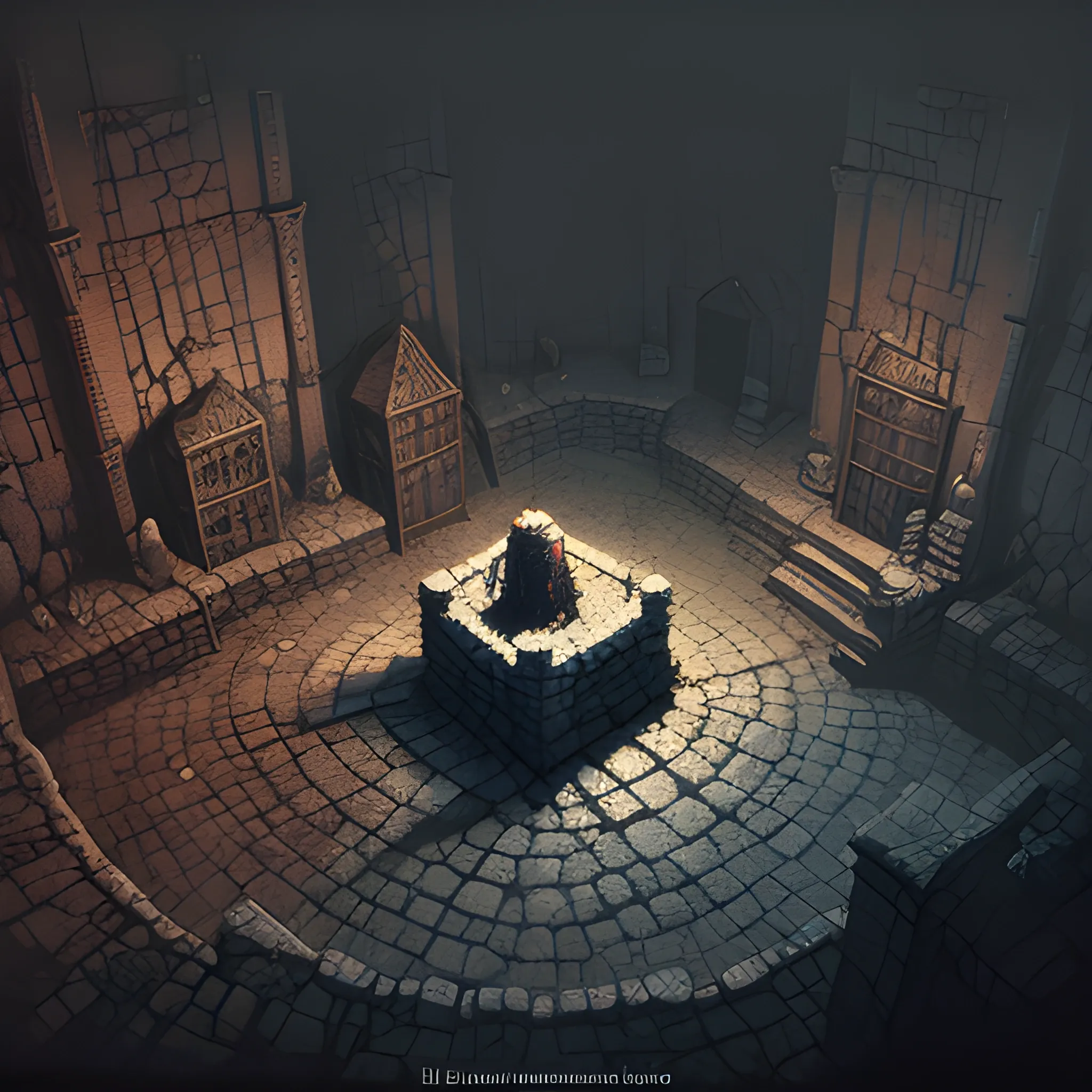 Dark Souls dungeon, isometric view, artist Artem Demura