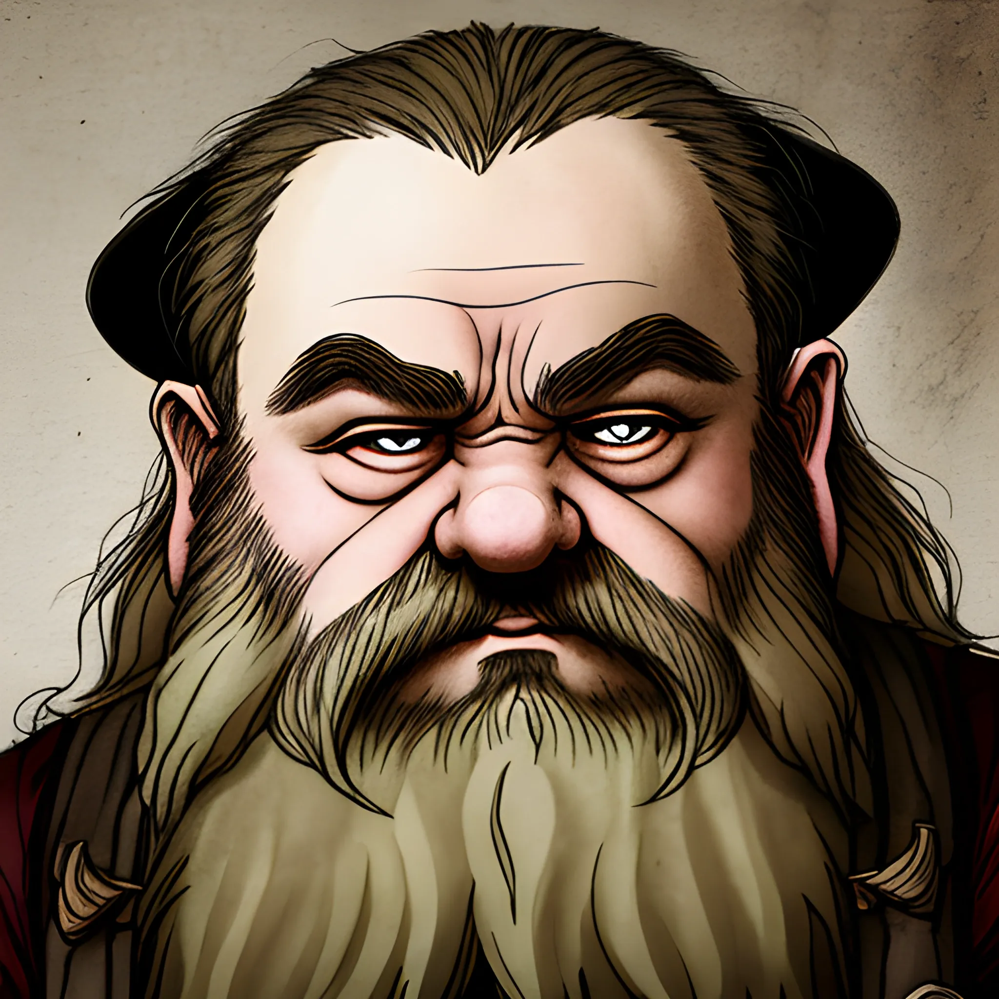 Tolkien esque dwarf with sad eyes