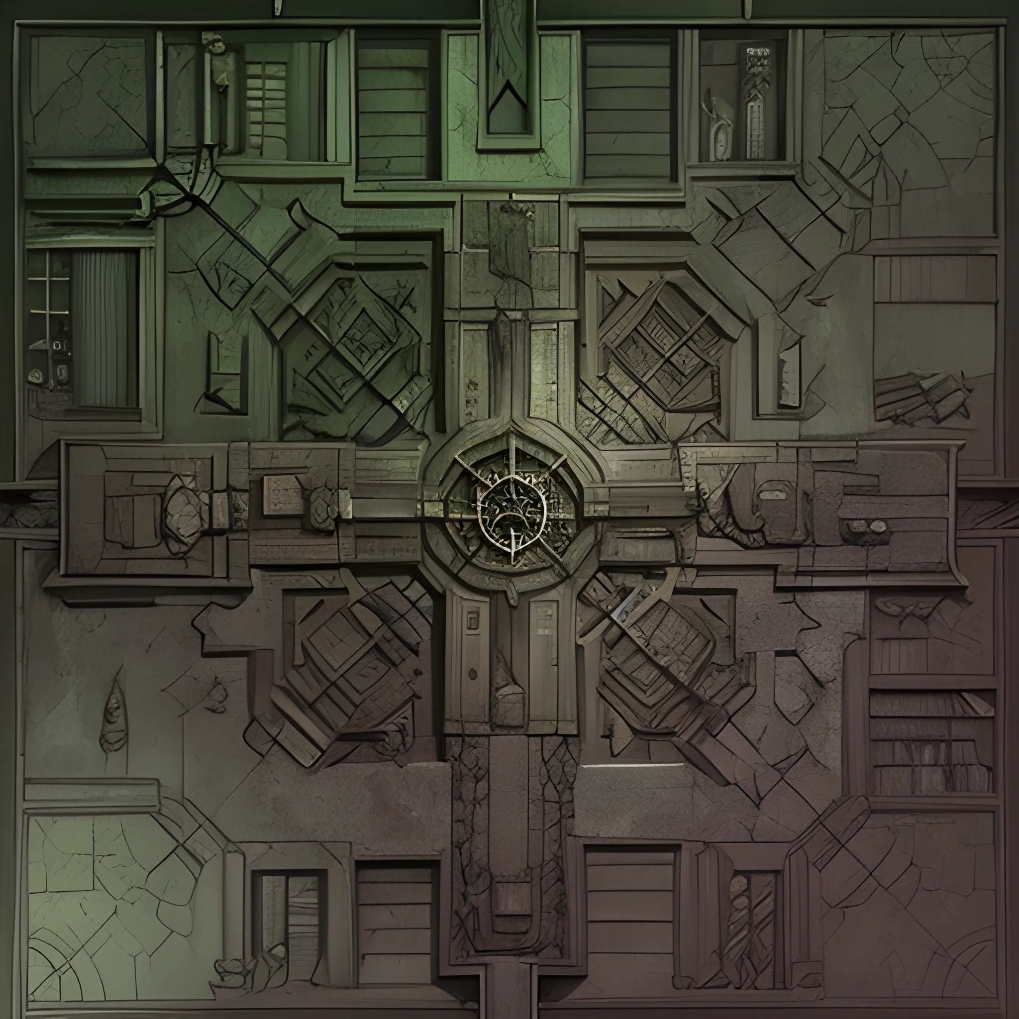 mausoleum dungeon, D&D battle map, top-down view, artist Artem Demura