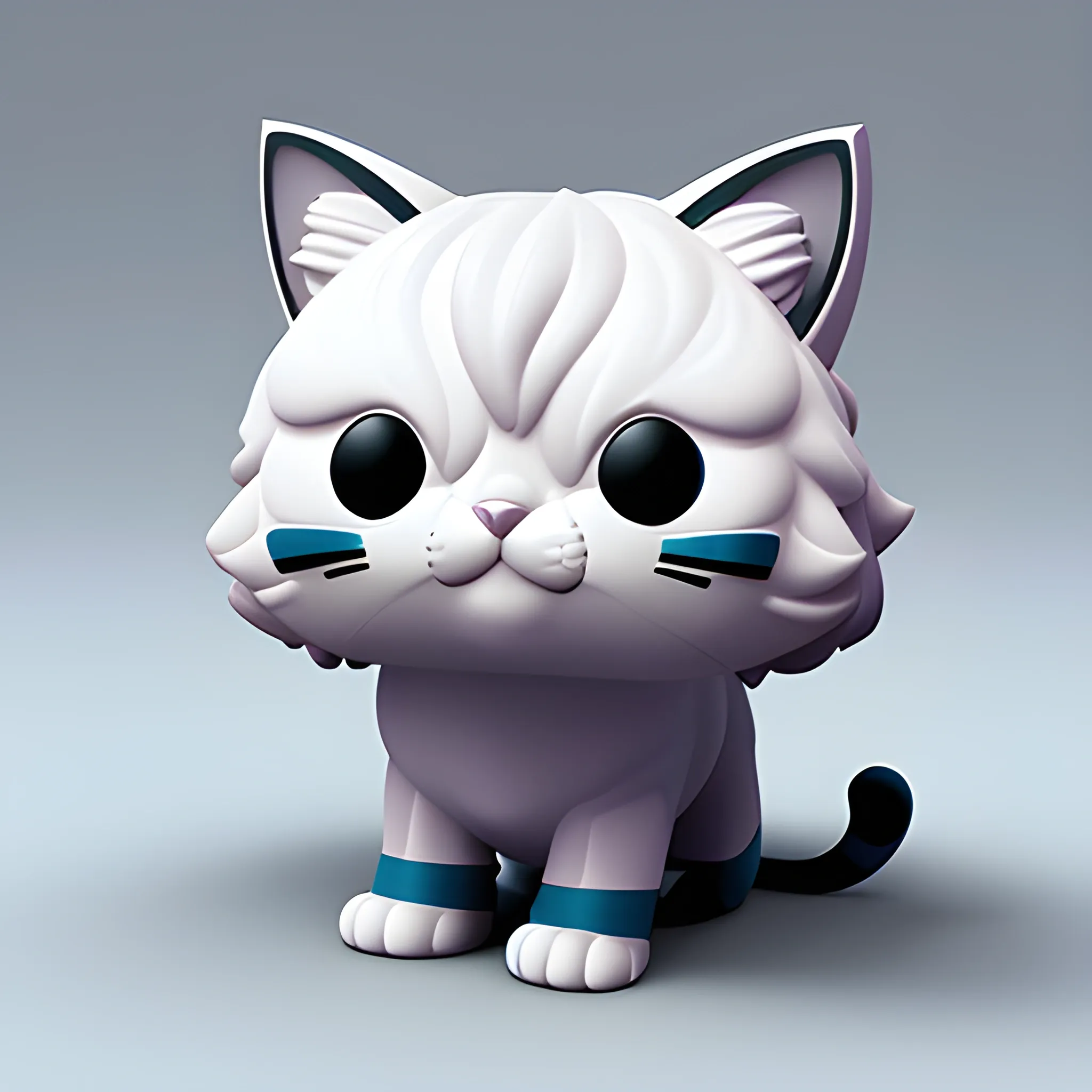 generate image about a cat toy like a funko pop 
, 3D, realistic.  fluffy

