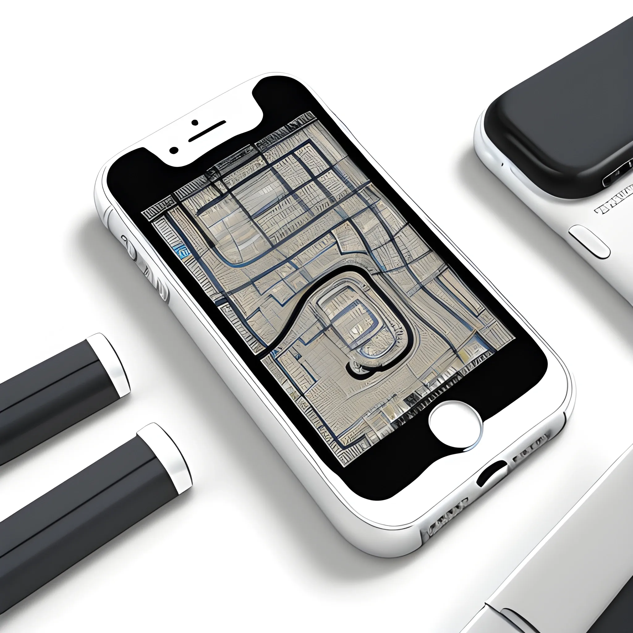 Cutaway diagram of a iPhone, detailed with interior component, on a white background. High-resolution, with a focused technique and text call outs providing information about each part. Interior details, hyper-realistic appearance.