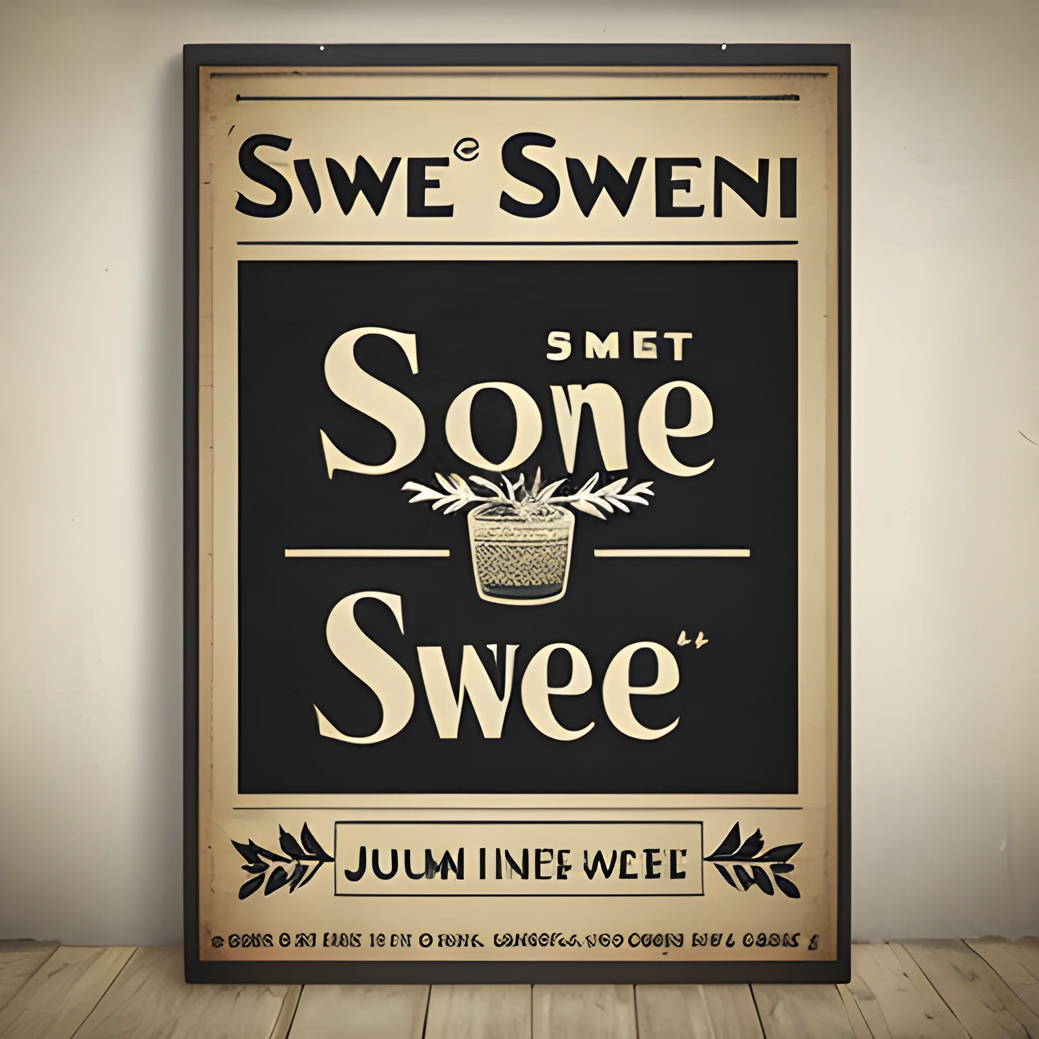 poster, slogan Home sweet GIN, classic style, juniper bush through the word GIN. Gin in classic typografic and the rest in modern font, more abstract