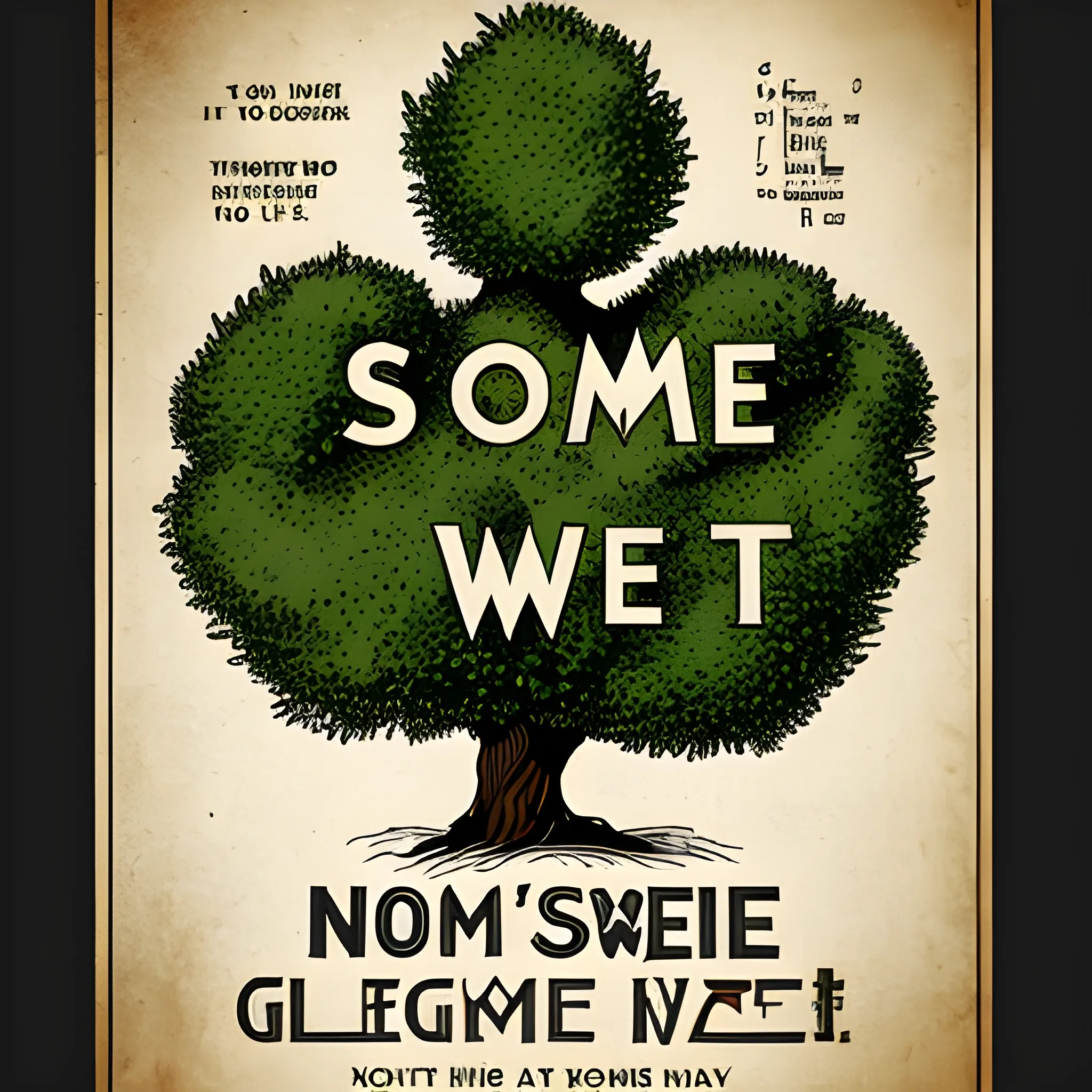 poster, slogan: Home sweet GIN, classic style, juniper bush through the word GIN. Gin in classic typografic and the rest in modern font, more abstract, englisch