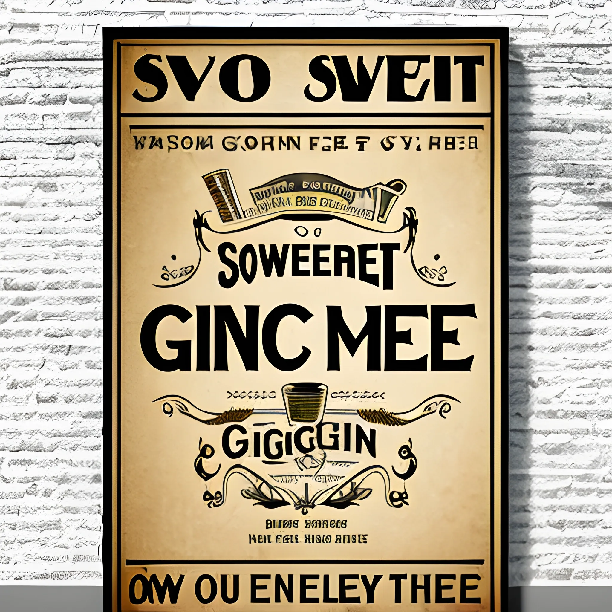 poster, slogan: Home sweet GIN,Gin in classic typografic and the rest in modern font, more abstract, englisch