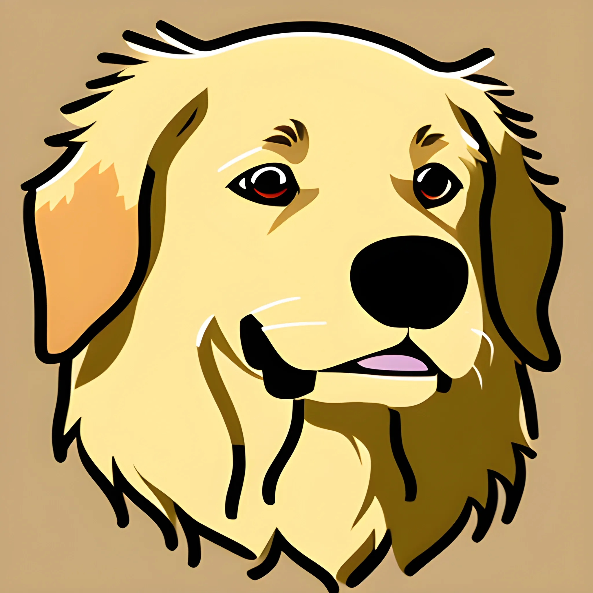 create a logo image from a golden retriever dog face on Studio Ghibli style, Cartoon