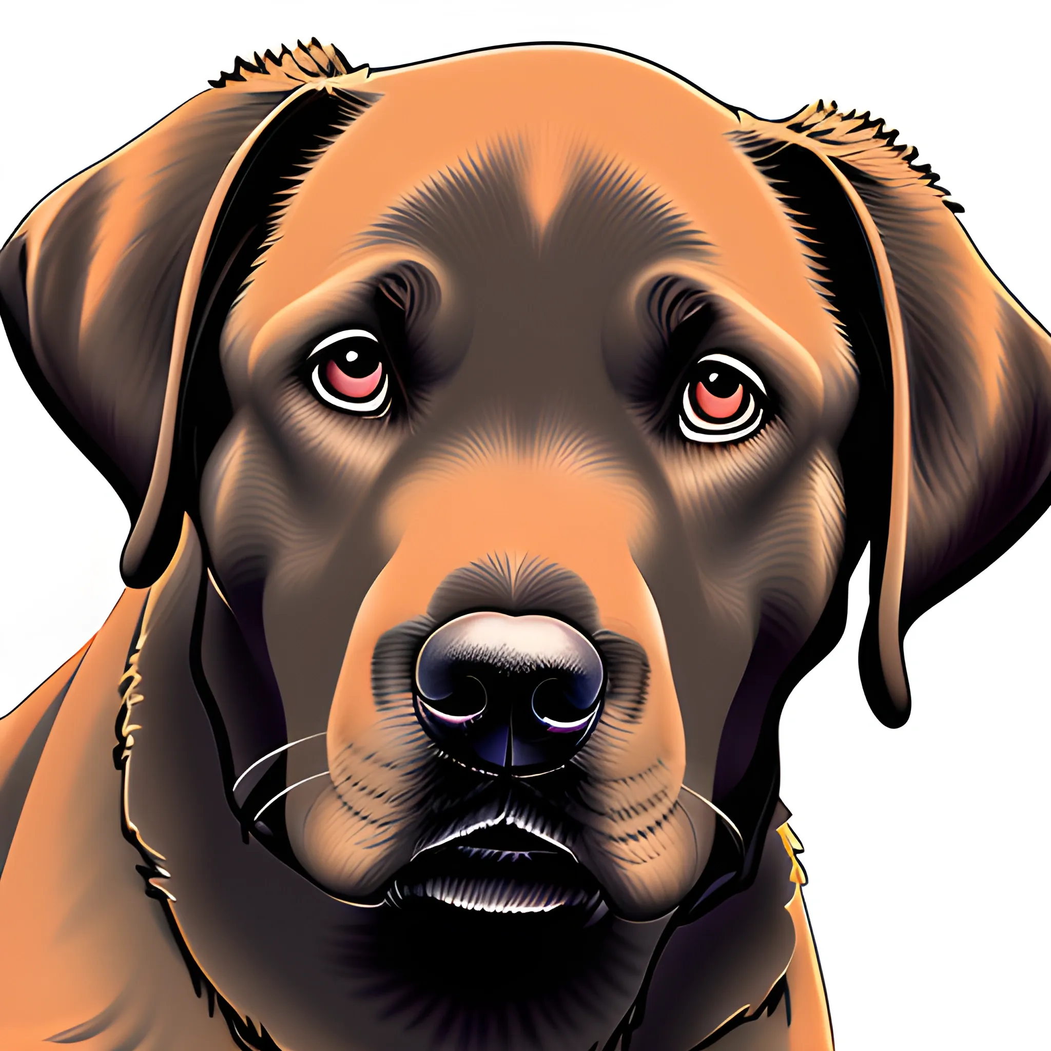 create image from a labrador retriever dog face , draw style