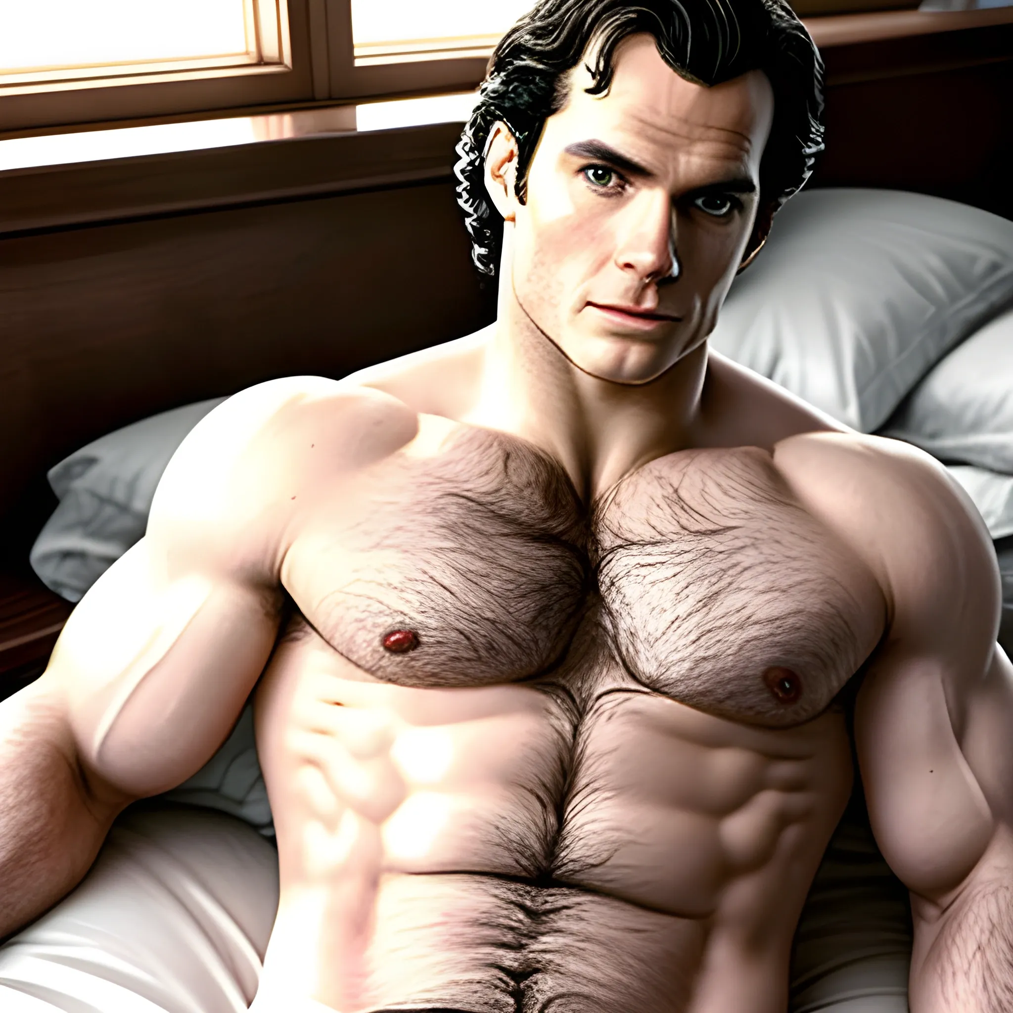 Henry Cavill in underwear abs in bedroom