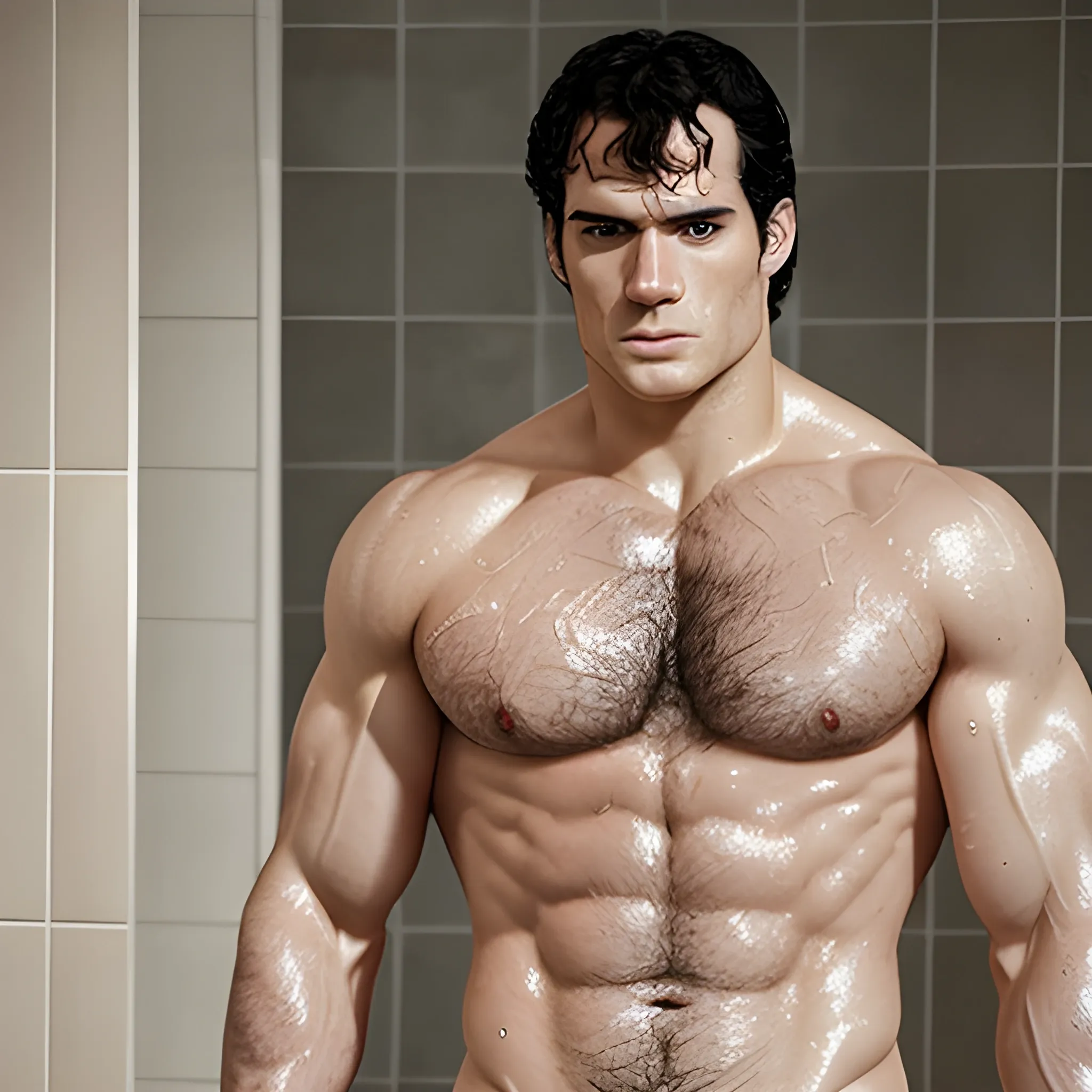 Henry Cavill abs towel coming out of the shower uncensored