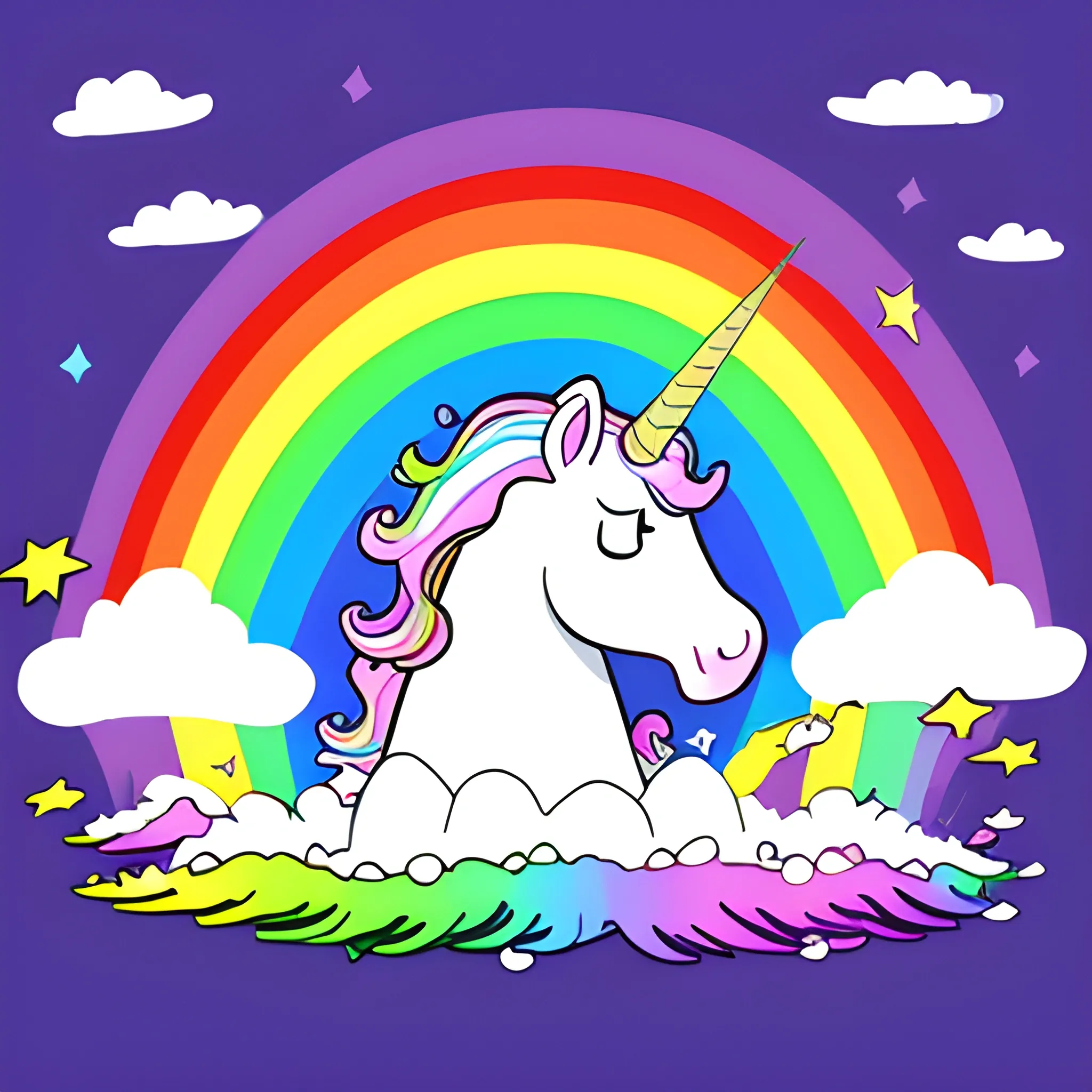 unicorn vomiting a rainbow, Cartoon