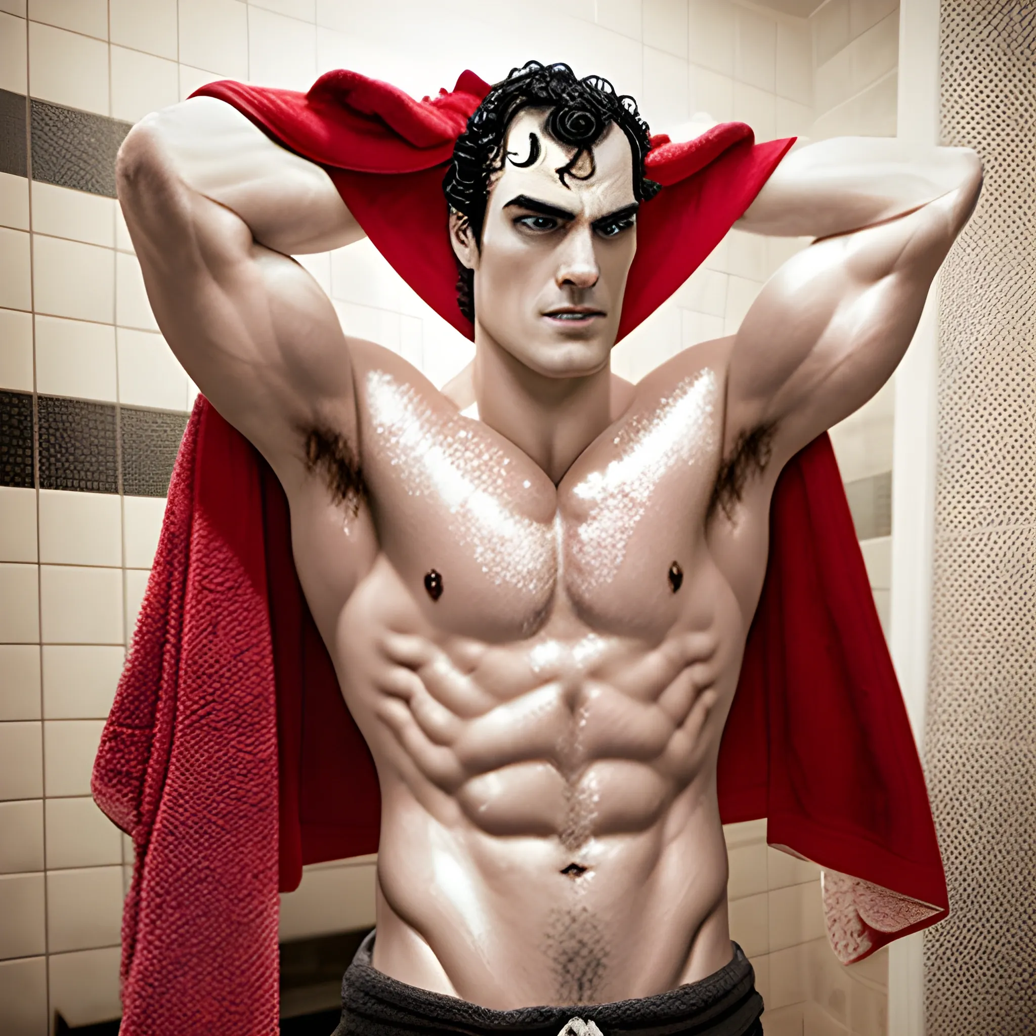 Henry Cavil abs towel coming out of shower uncensored 