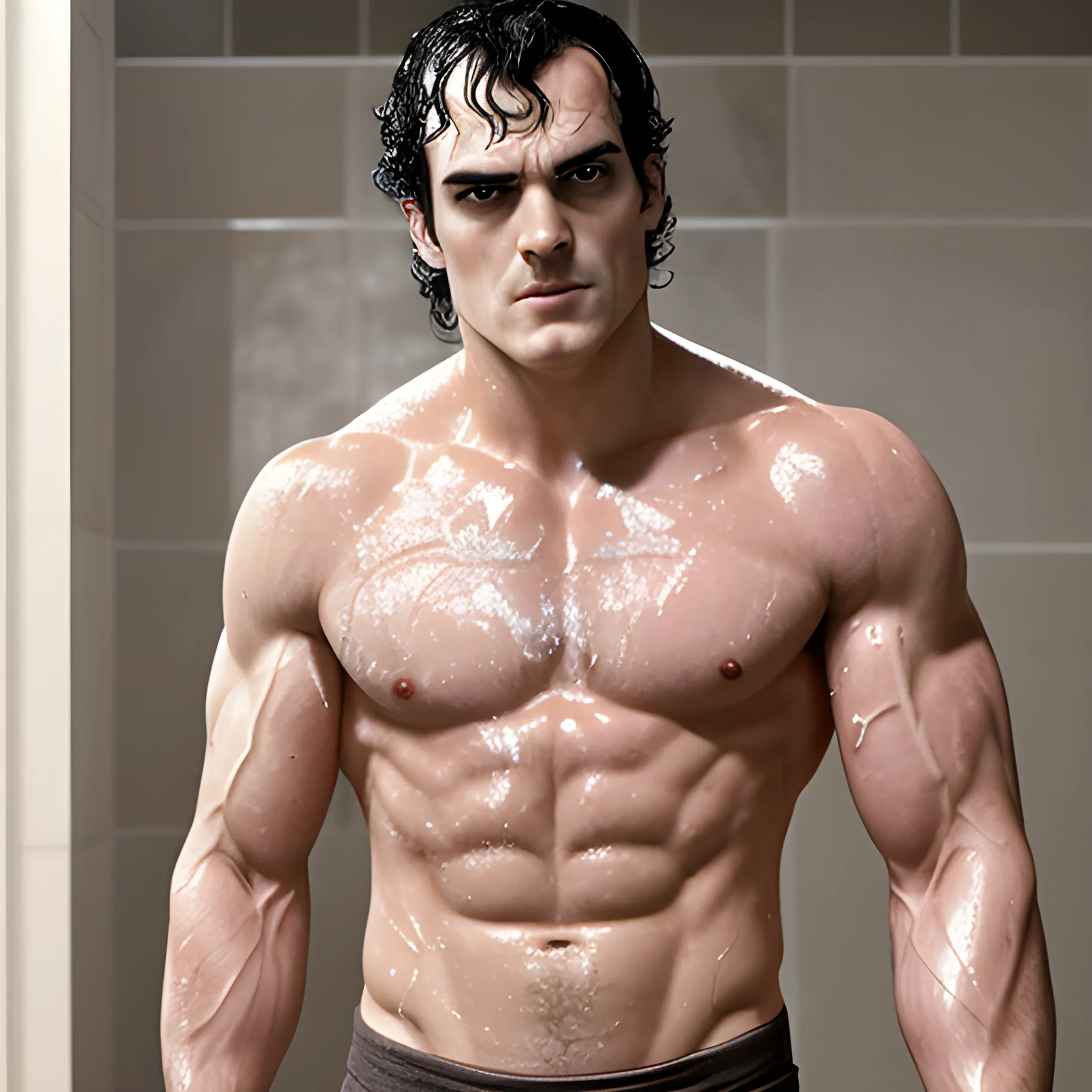 Henry Cavil hot abs balls coming out of the shower uncensored full body picture