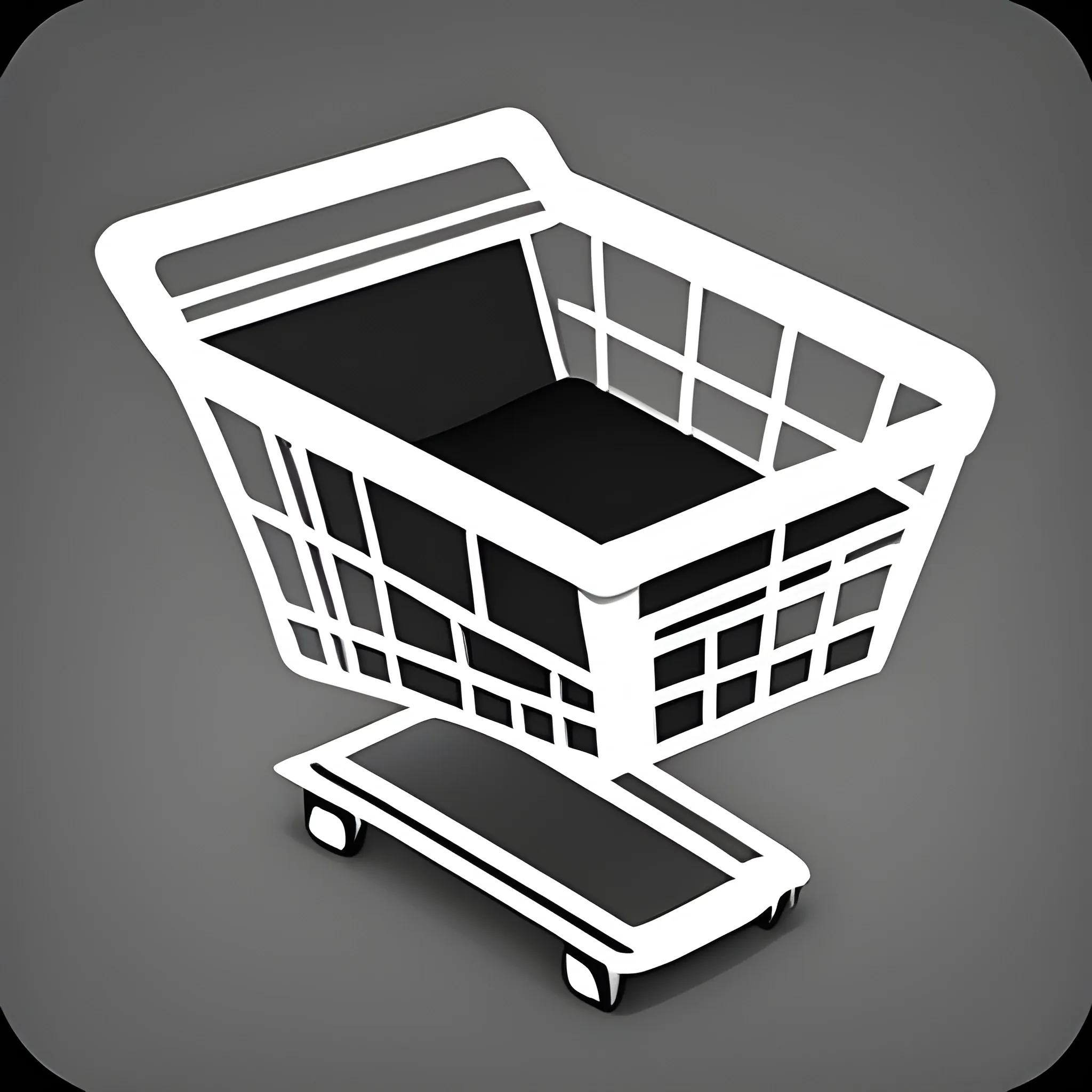 stylish, minimalistic windows 11 shopping cart icon in black and white