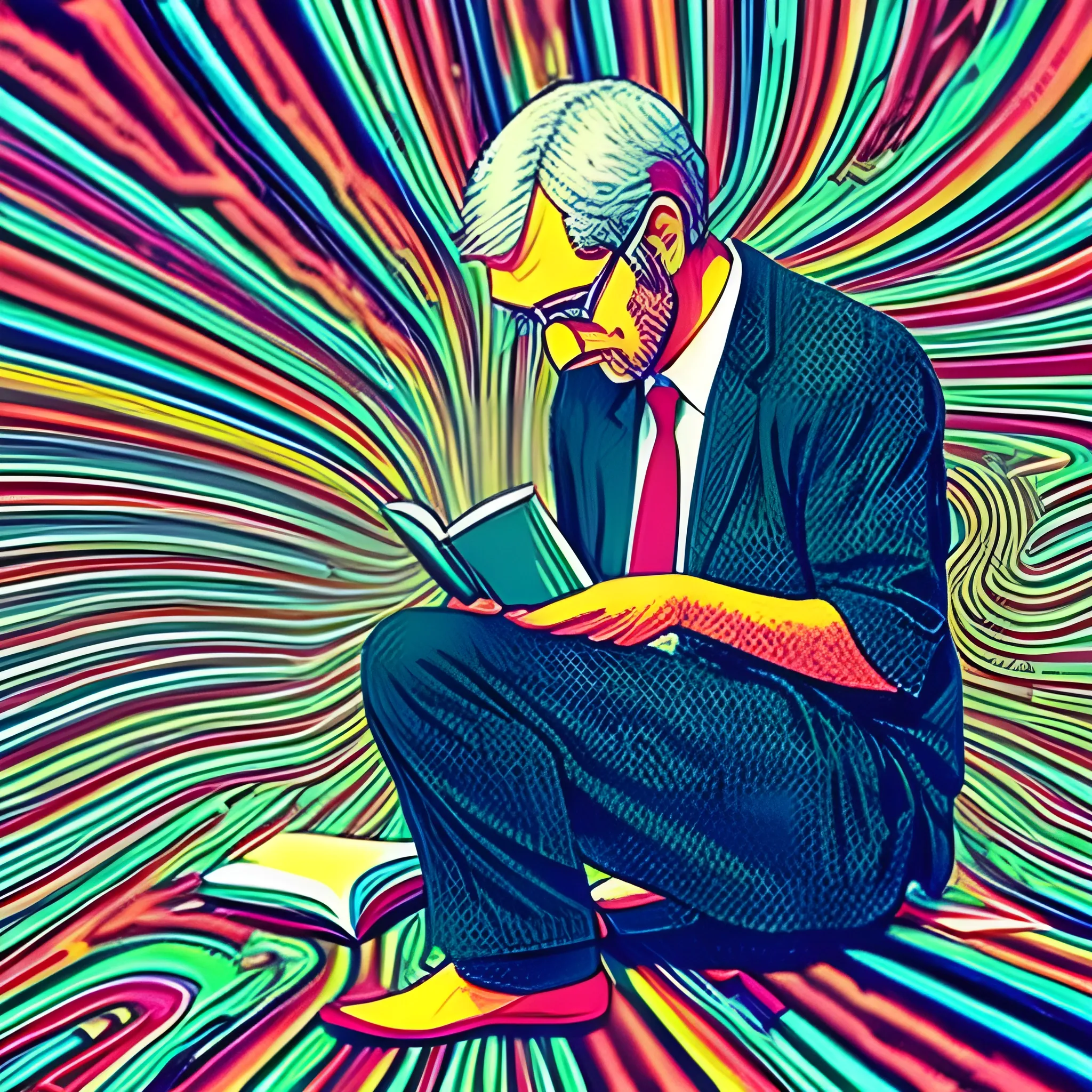 Generic teacher reading and thinking, Trippy