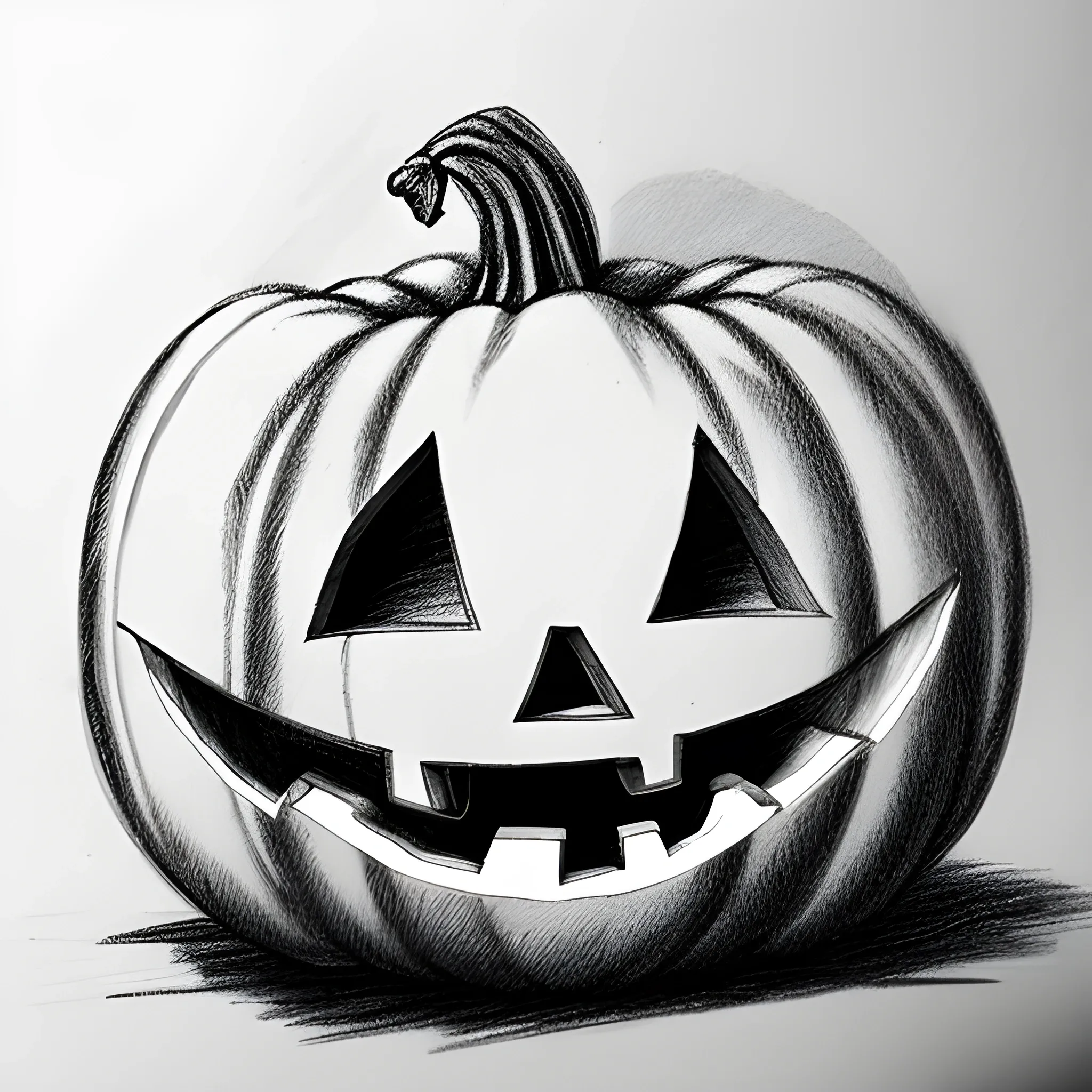 Cute pumpkin for Halloween, there are ghosts nearby. Outline of the line, Pencil Sketch