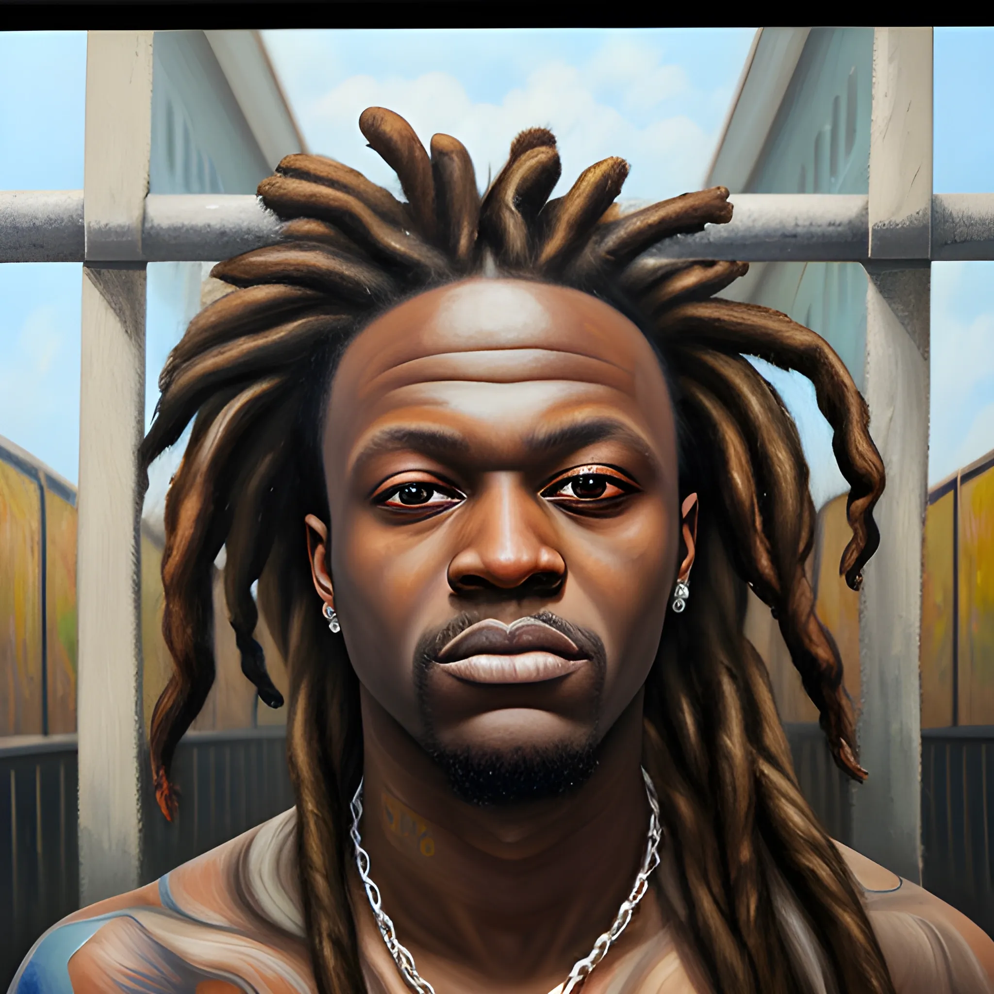 ksi , Oil Painting, dreads, jelling,prison bars