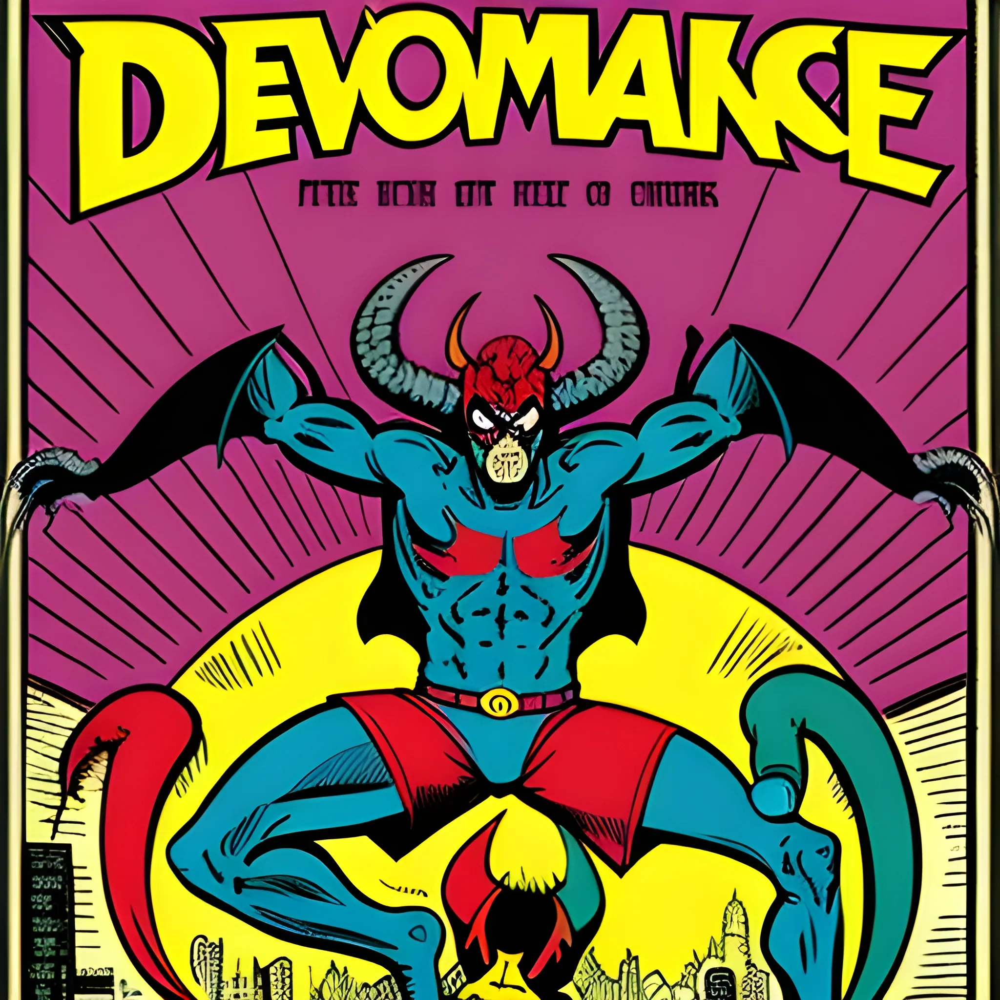 demonio lleno de tentanculos y cuernos, satanico, peligroso devorando almas.. comic book cover, retro ephemera style, Frederick Morgan, playful colors, bold colors,, Cartoon