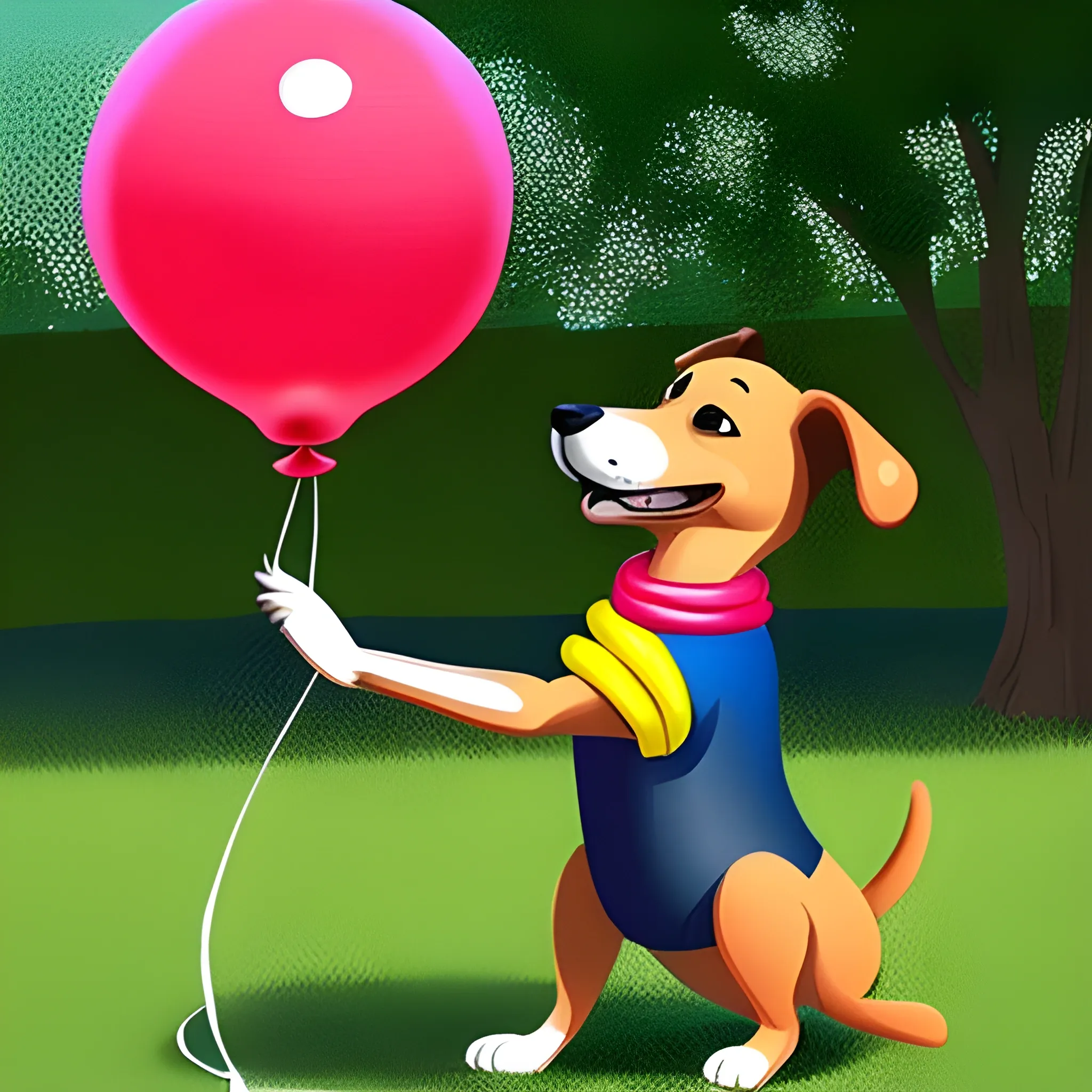 A dog play with balloon, Cartoon