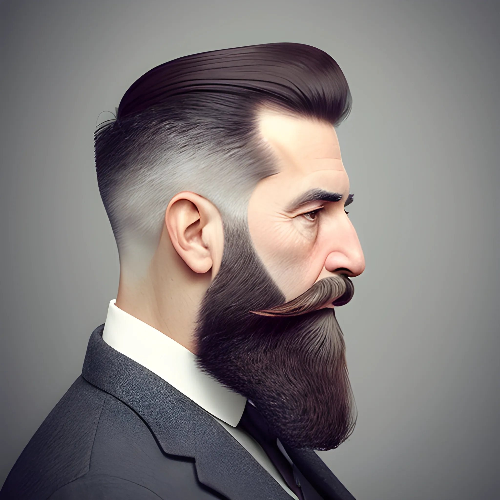 a respectable grandfather with a well-groomed beard and haircut, a profile view