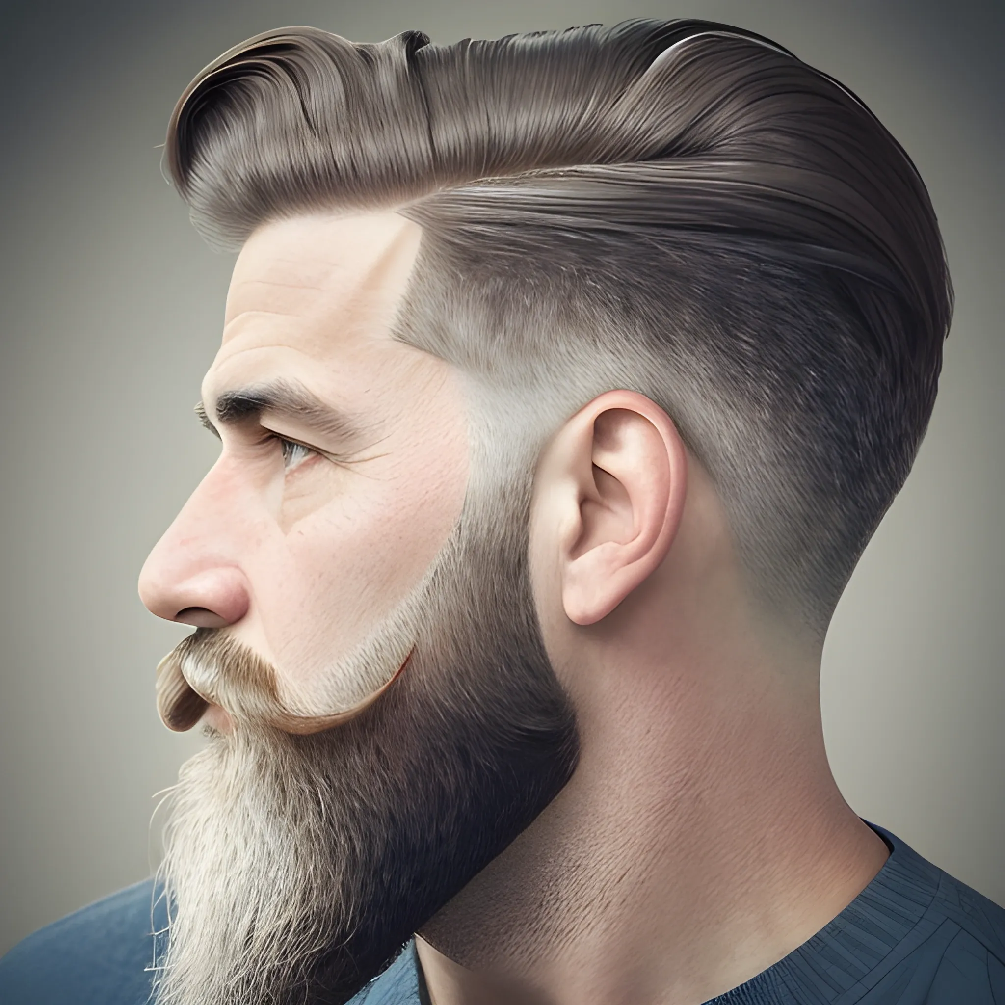 a respectable grandfather with a well-groomed beard and haircut, a semi-profile view