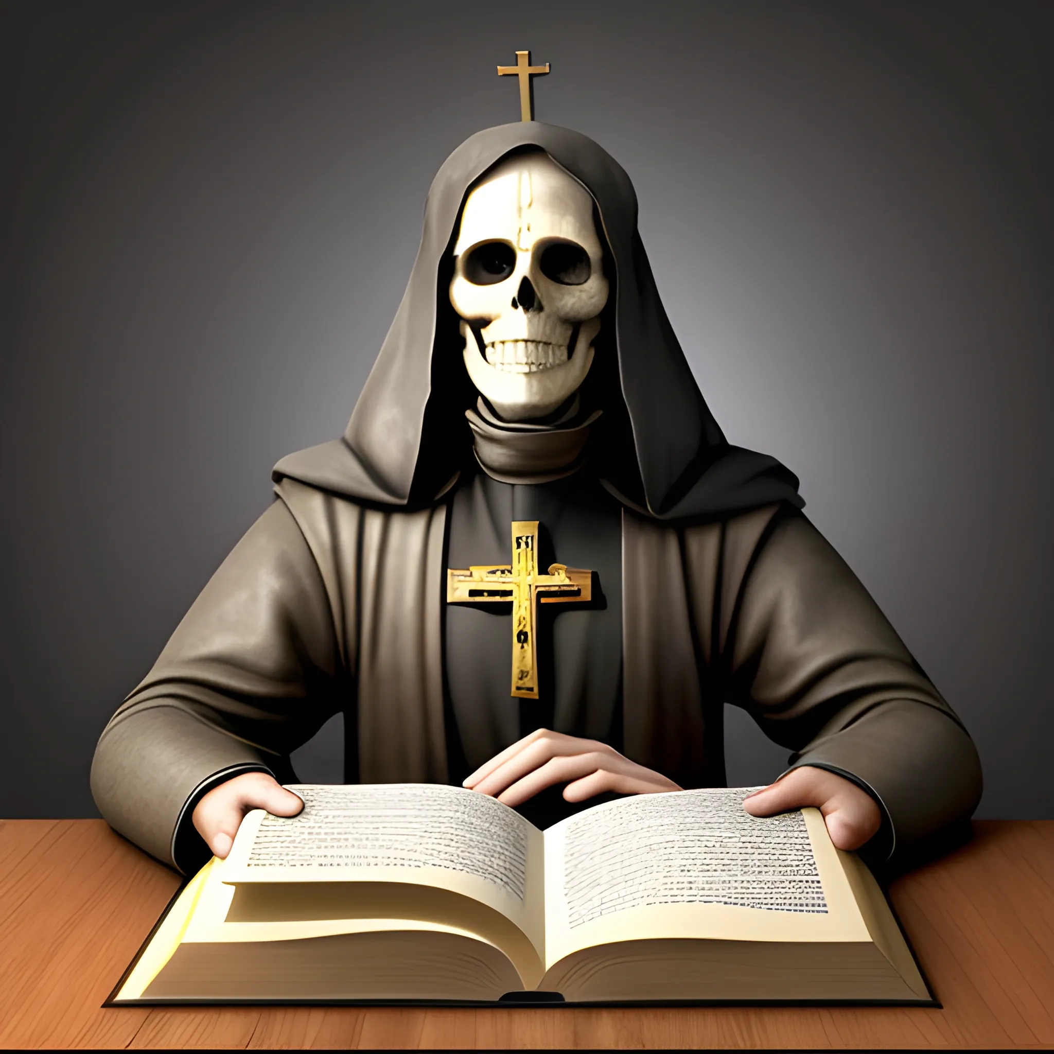 Ayudame a generar una imagen hiperrealista 3d que represente "El Libro de los Secretos
"En sus manos descansa el antiguo libro de secretos. Hoy, La Santísima Muerte te concede acceso a la sabiduría ancestral. Cada página que se abre revela una solución, una oportunidad. No hay enigma que no puedas resolver, ni puerta que no puedas abrir. Este es el momento para que todo lo que deseas fluya hacia ti con facilidad."