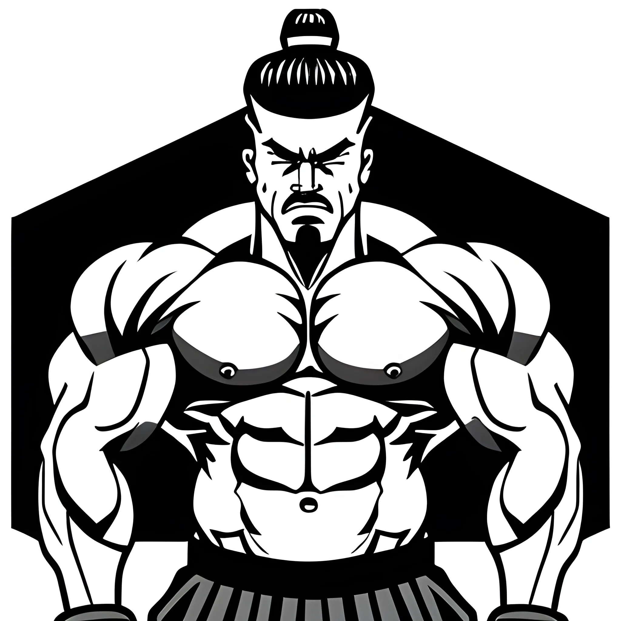 draw a logo of bodybuilding clothing name steroid station
gas station and samurai chinese muscle man, Cartoon