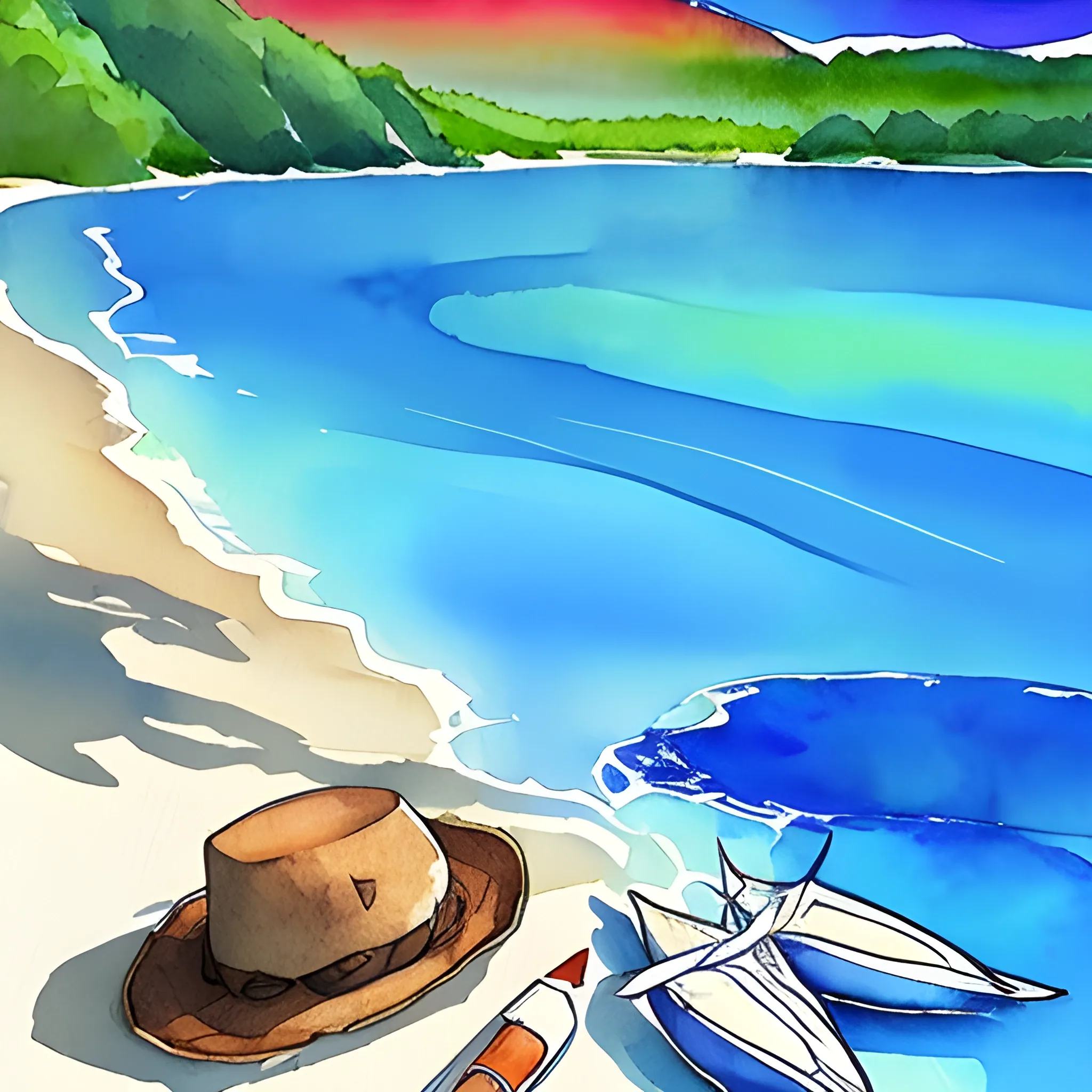 draw wallpaper for iphone about travel, Water Color