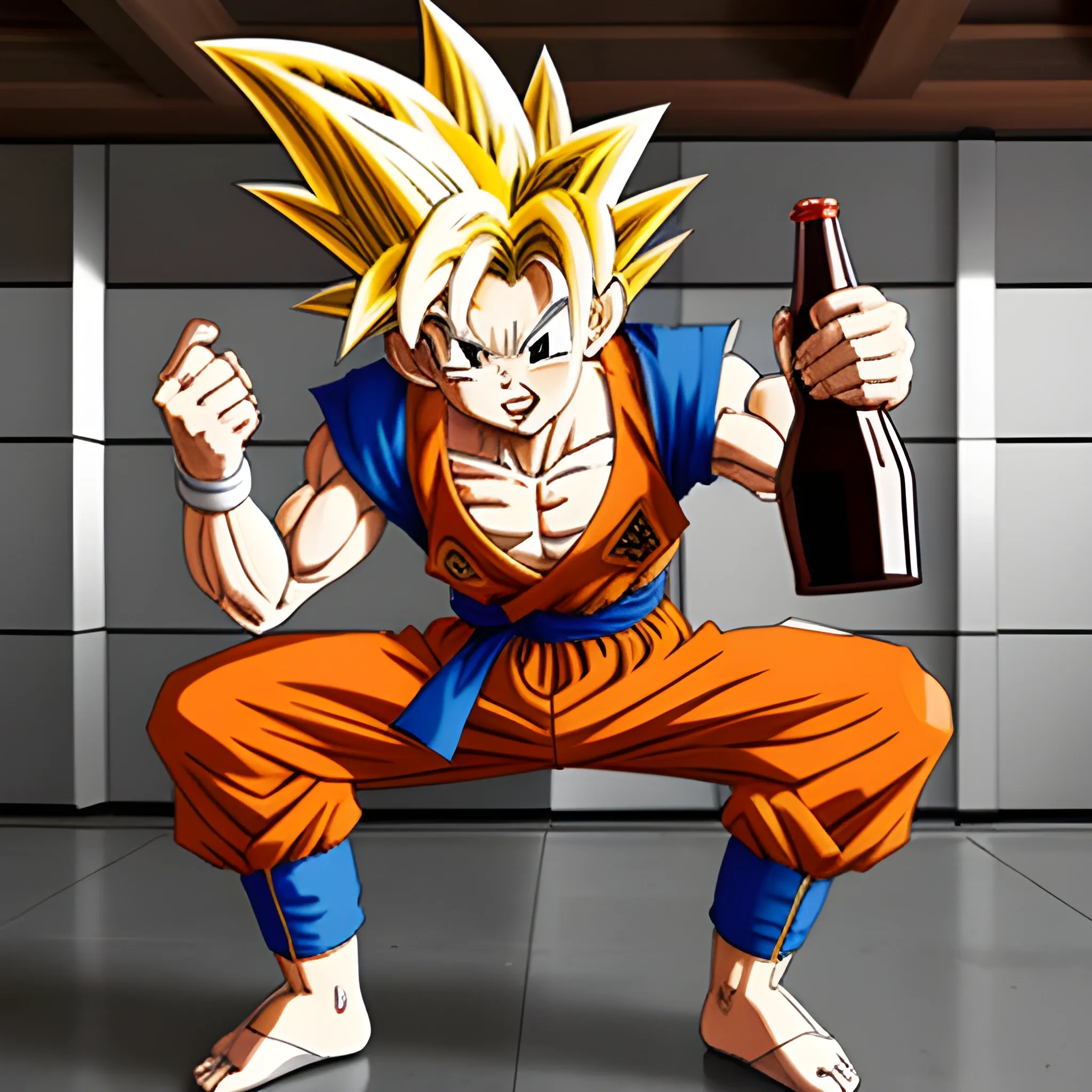 Goku looking for a beer