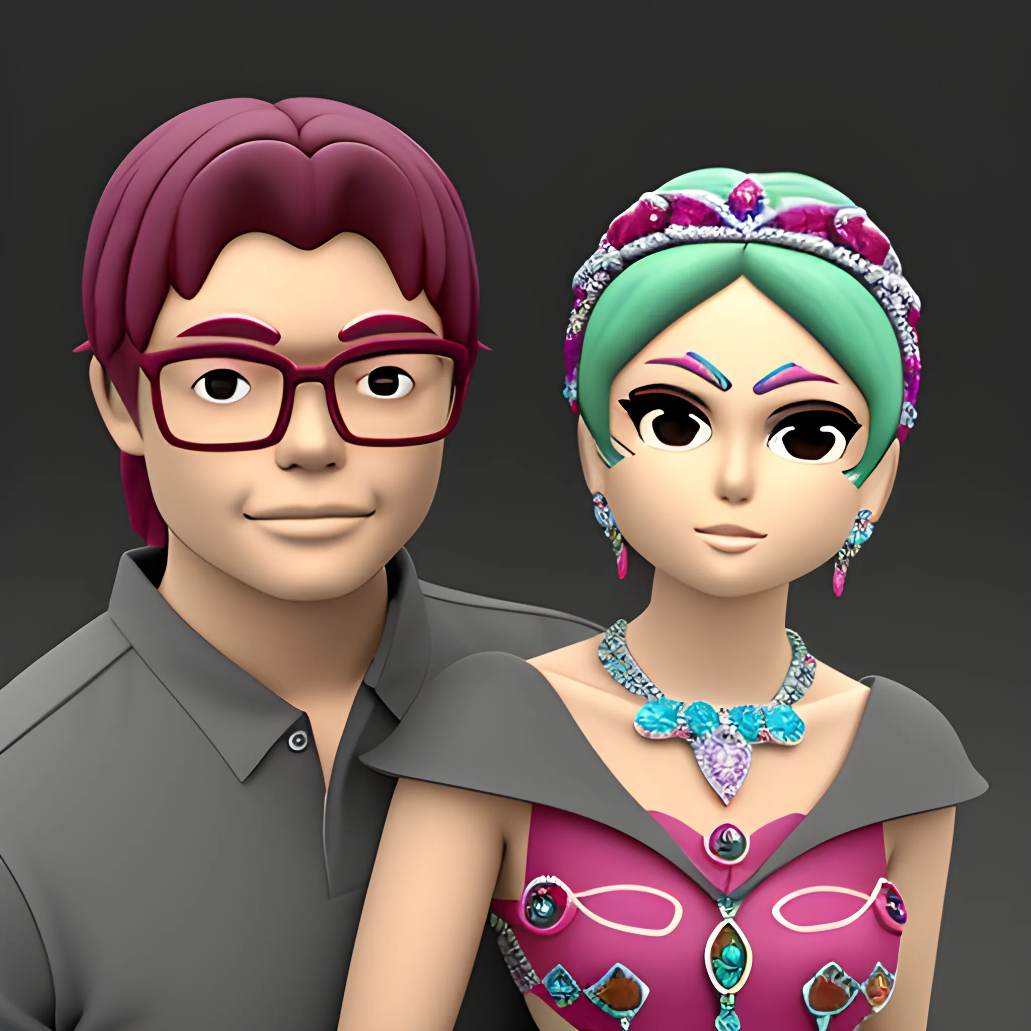 pareja usando joyas de miyuki delica 11/0 , 3D