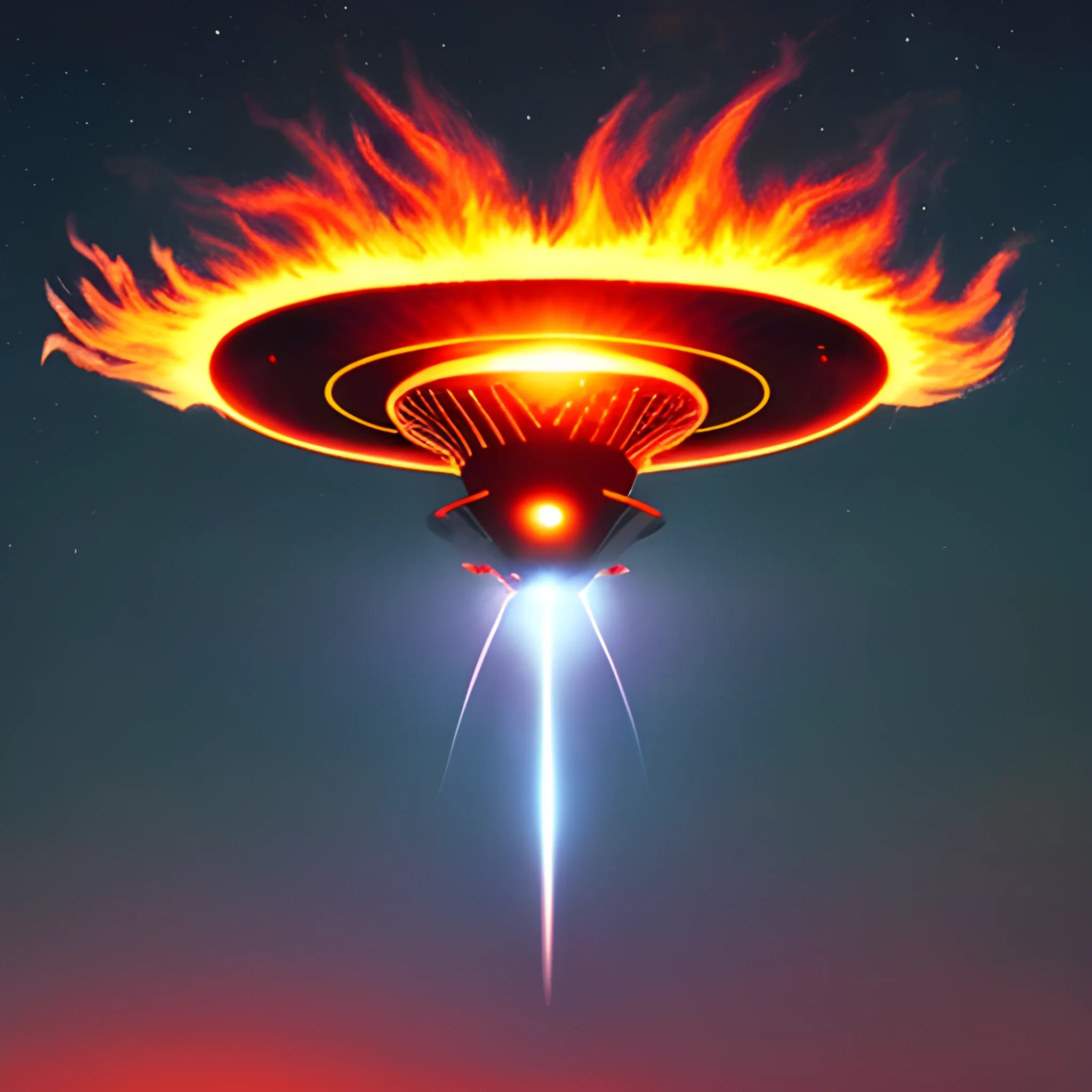 UFO descending from the heavens of fire