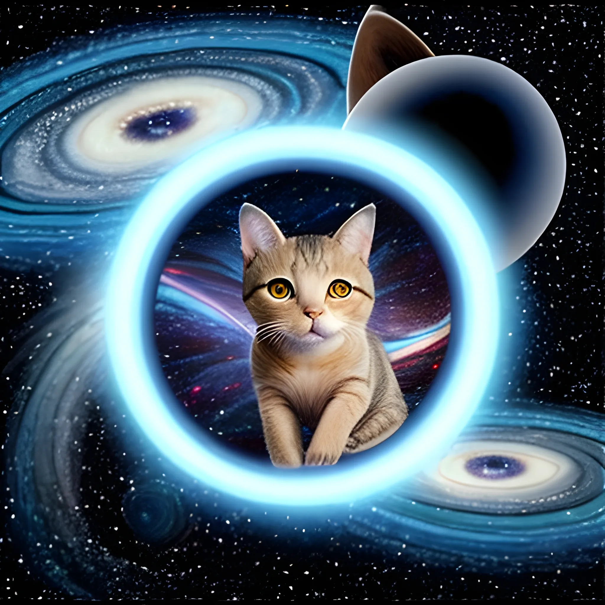 Quiero un ojo de gato viendo una galaxia
