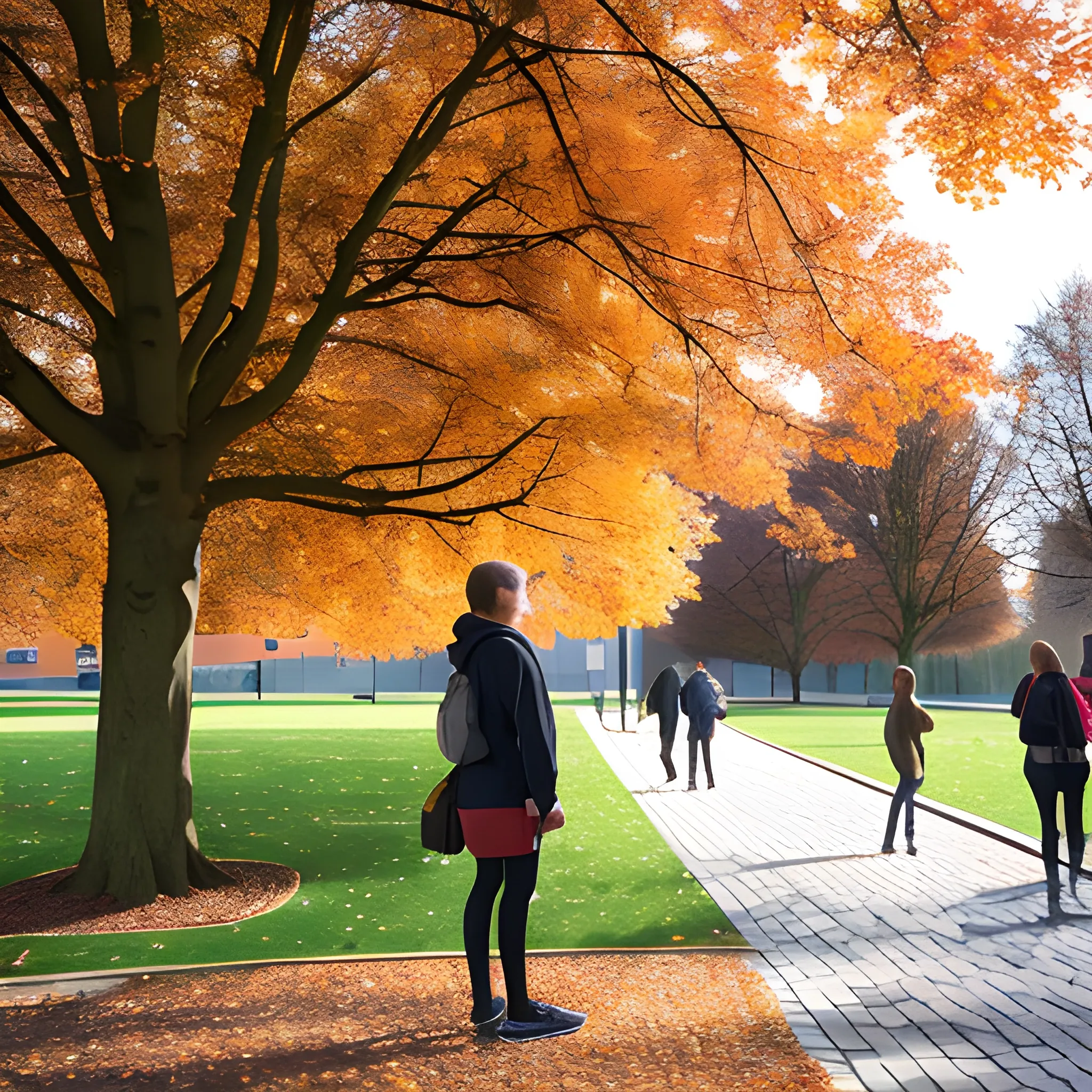 university student in campus, autumn in Germany